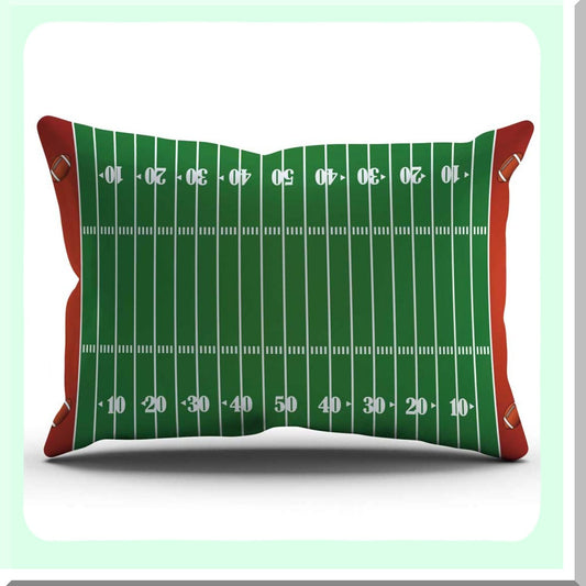 Touchdown Field Decorative Pillow Cover - Sports Theme Cotton Linen Cushion Case 12X20 Inches - Football Field Design for Home Decor