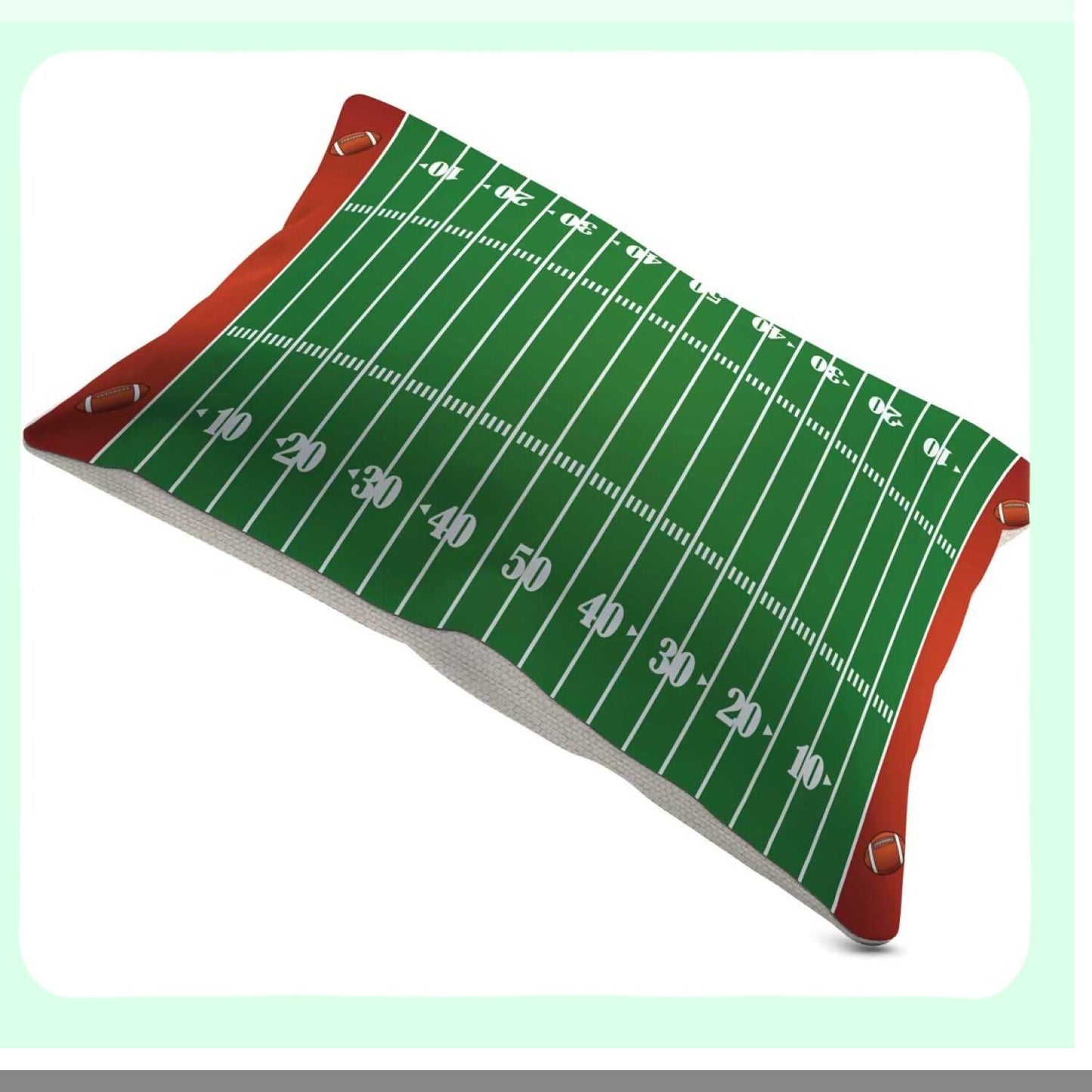Touchdown Field Decorative Pillow Cover - Sports Theme Cotton Linen Cushion Case 12X20 Inches - Football Field Design for Home Decor