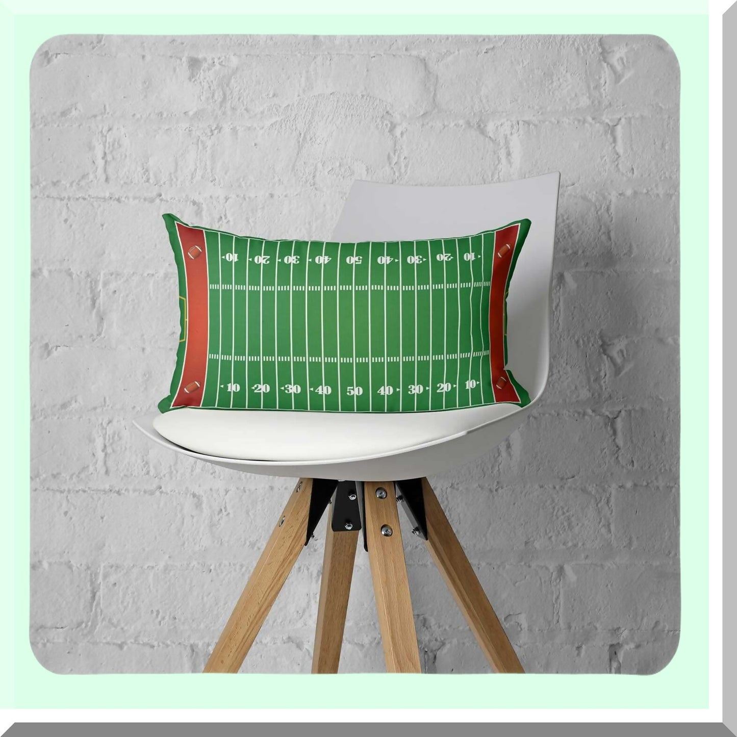 Touchdown Field Decorative Pillow Cover - Sports Theme Cotton Linen Cushion Case 12X20 Inches - Football Field Design for Home Decor