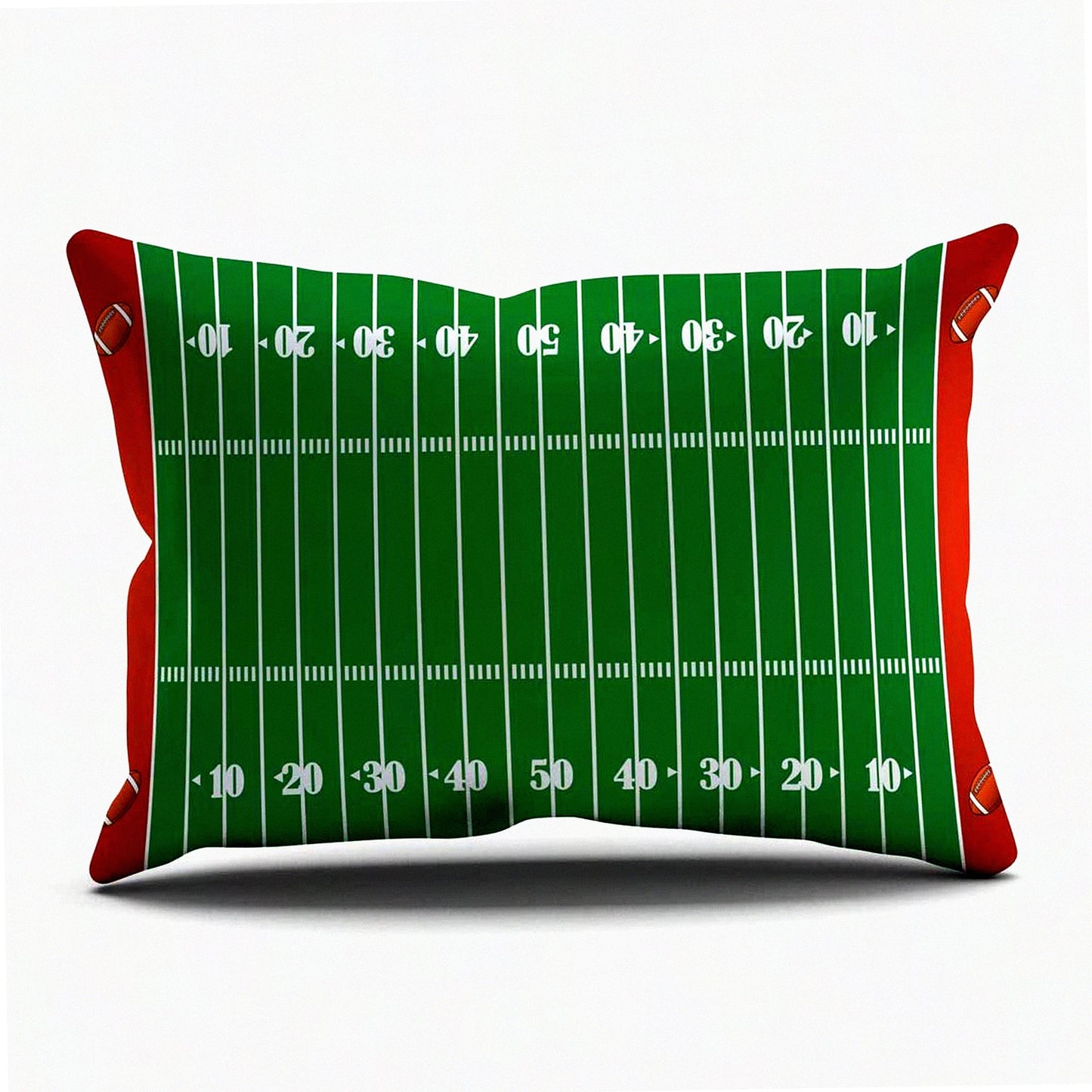 Touchdown Field Decorative Pillow Cover - Sports Theme Cotton Linen Cushion Case 12X20 Inches - Football Field Design for Home Decor