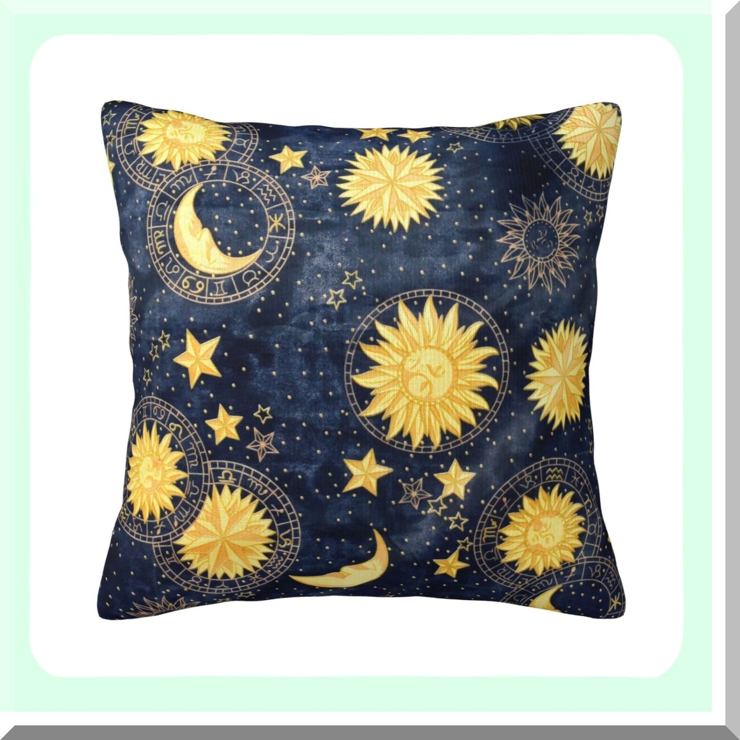 Fantasy Universe Starry Sky Pillow Covers - Golden Stars Moon Sun Face Vintage Design Square Pillowcases for Home Decor Sofa Car Bedroom 18x18inch