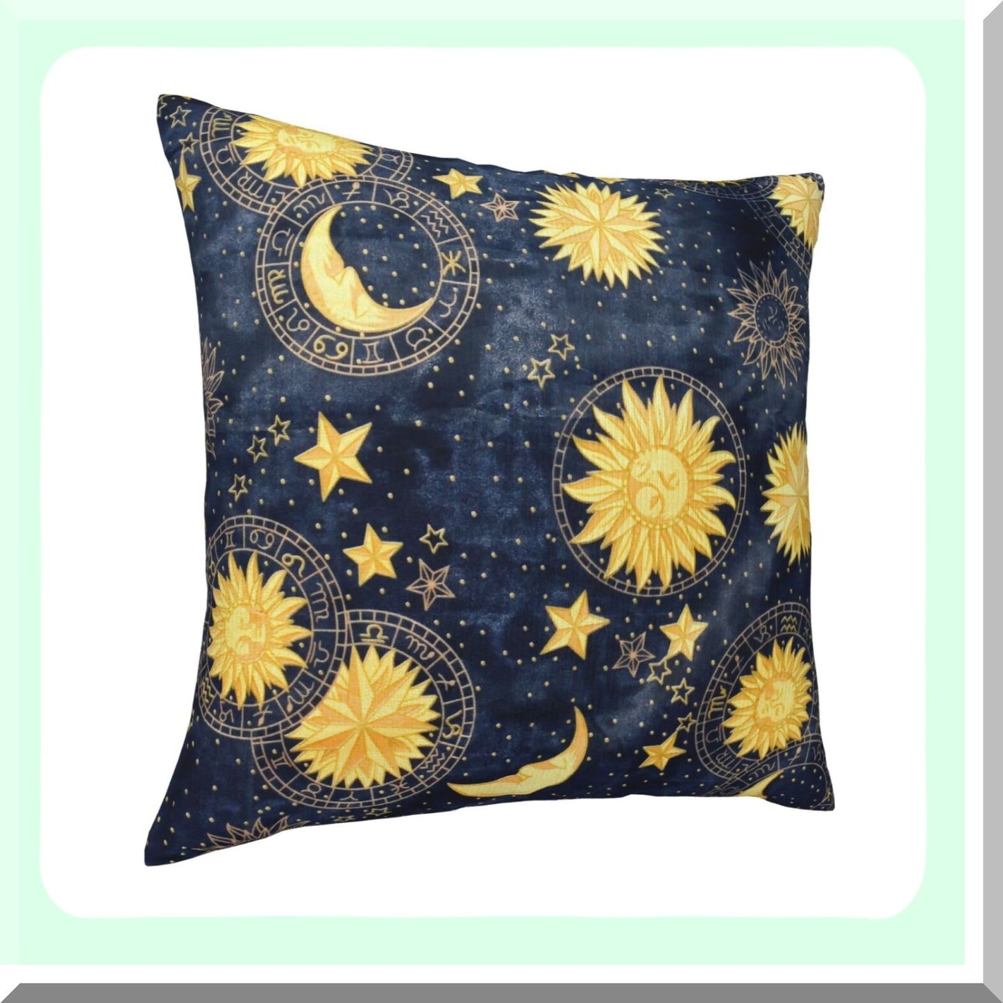 Fantasy Universe Starry Sky Pillow Covers - Golden Stars Moon Sun Face Vintage Design Square Pillowcases for Home Decor Sofa Car Bedroom 18x18inch