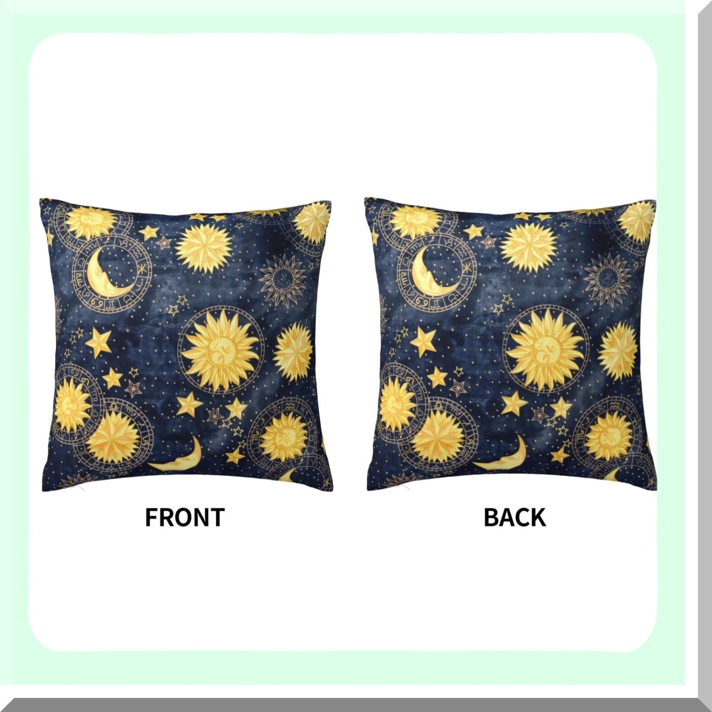 Fantasy Universe Starry Sky Pillow Covers - Golden Stars Moon Sun Face Vintage Design Square Pillowcases for Home Decor Sofa Car Bedroom 18x18inch