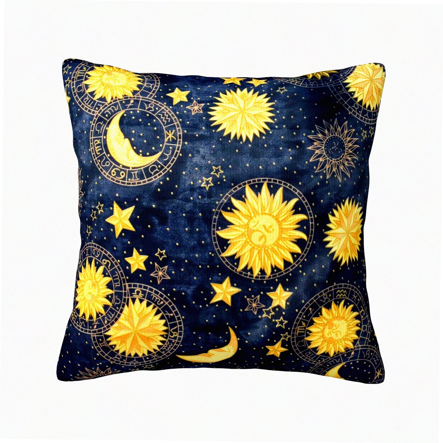 Fantasy Universe Starry Sky Pillow Covers - Golden Stars Moon Sun Face Vintage Design Square Pillowcases for Home Decor Sofa Car Bedroom 18x18inch