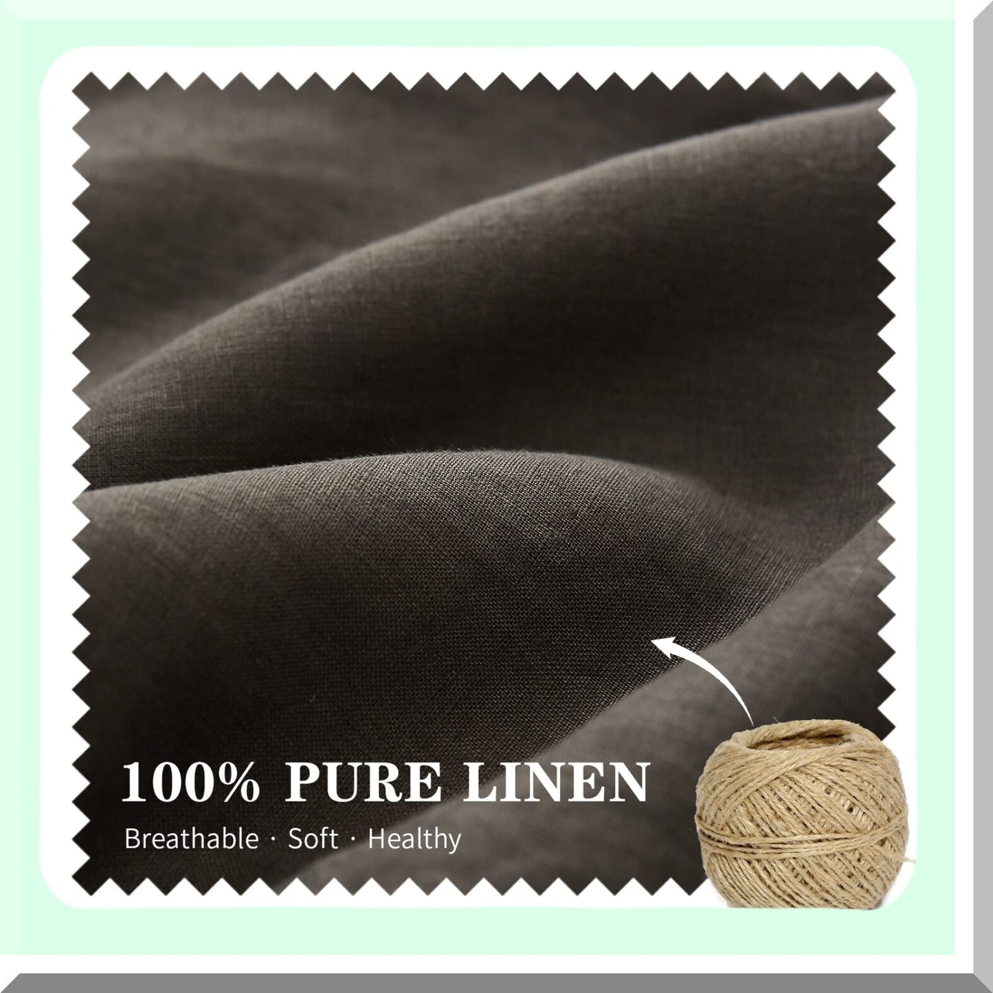 Breathable Linen Lumbar Pillow Cover Set - 12x20 Inches - Rectangular Decorative Throw Cushion for Couch Sofa Bed - Farmhouse Dark Grey - Living Room Office