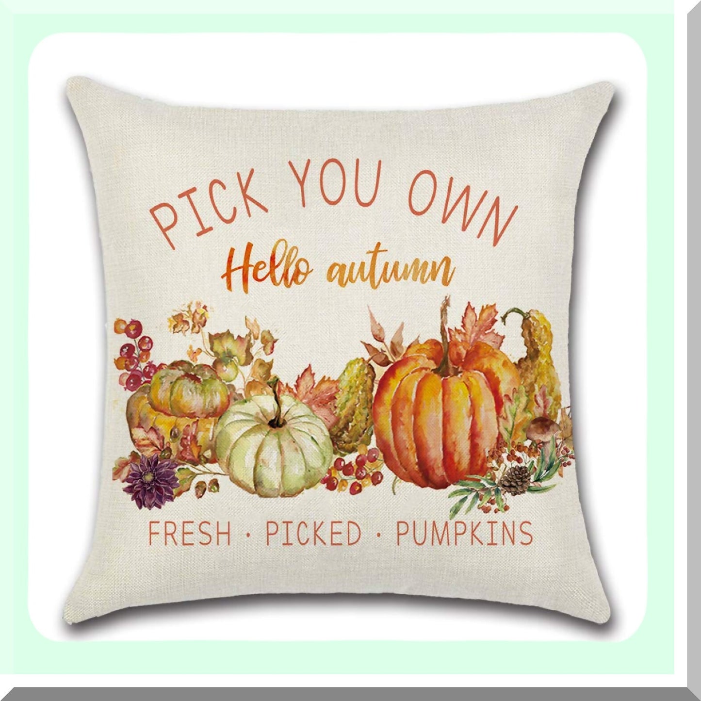 Autumn Harvest Pillow Set - 4Pack 18x18 Fall Decor Cushion Covers for Thanksgiving Home Sofa, Throw Pillow Case in Decorative Style3