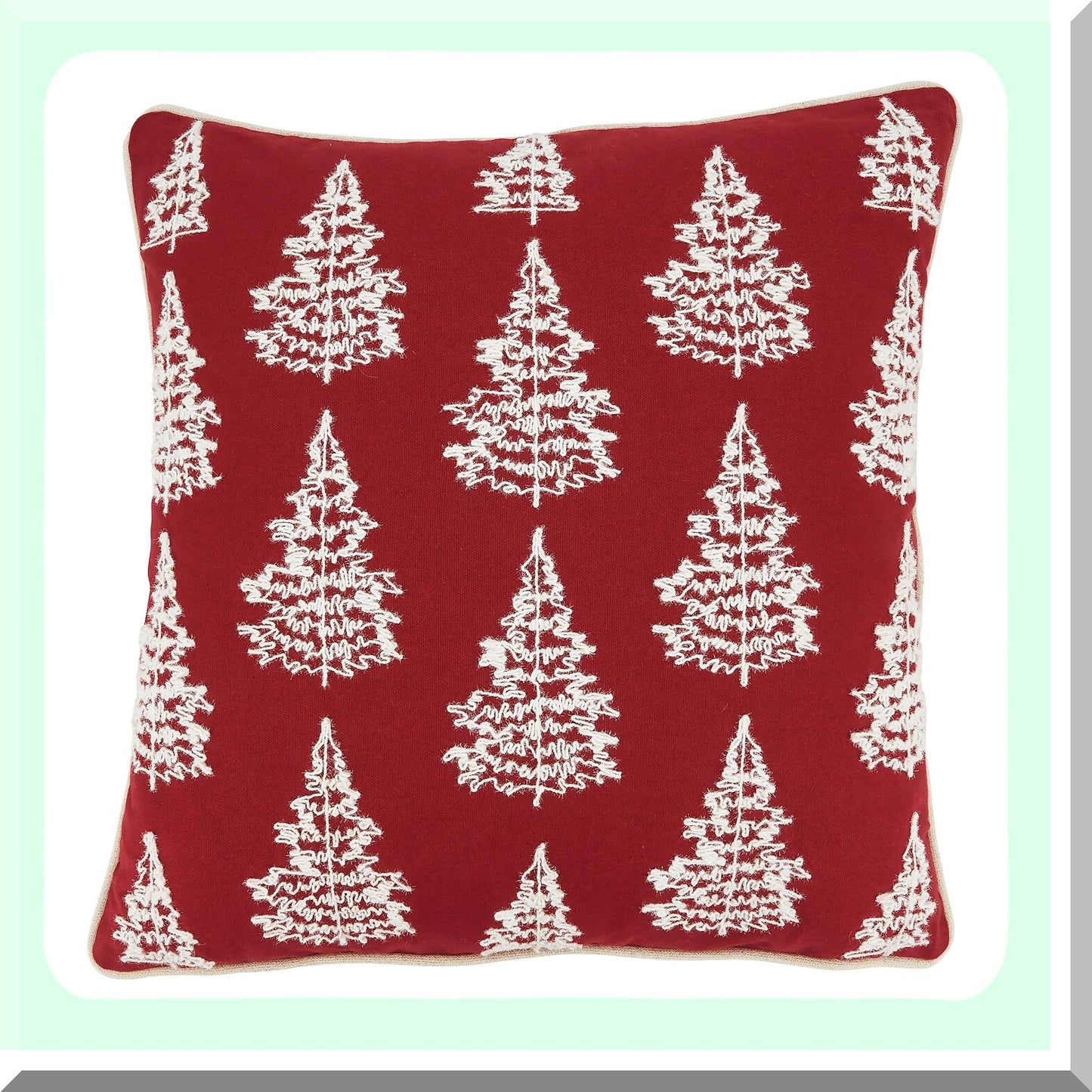 Festive Holiday Trees Cushion Cover, Christmas Decor, Red, 18" - Cozy Winter Home Accent for Living Room, Sofa, Bedroom - Seasonal Decor Pillow Case