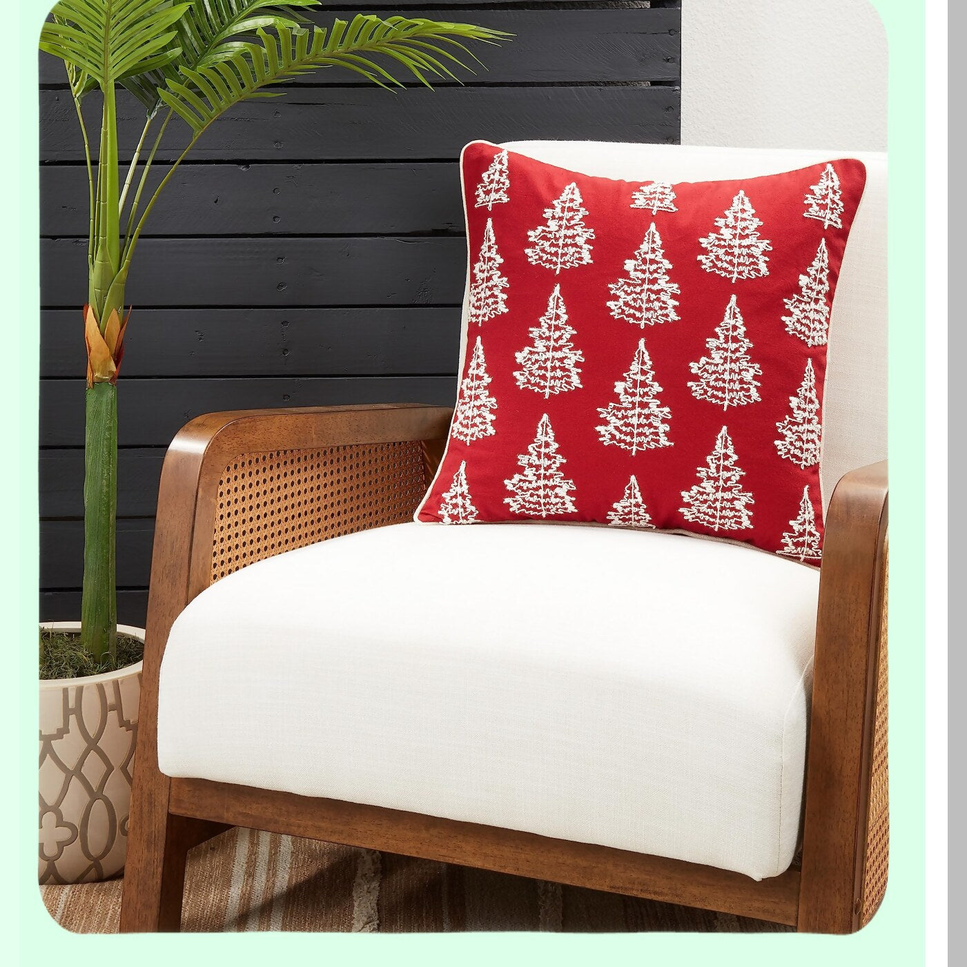 Festive Holiday Trees Cushion Cover, Christmas Decor, Red, 18" - Cozy Winter Home Accent for Living Room, Sofa, Bedroom - Seasonal Decor Pillow Case