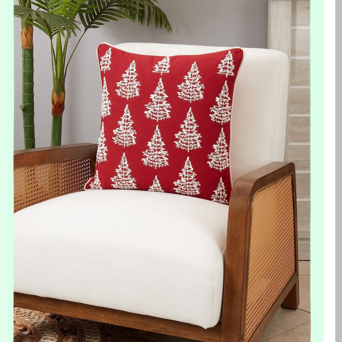 Festive Holiday Trees Cushion Cover, Christmas Decor, Red, 18" - Cozy Winter Home Accent for Living Room, Sofa, Bedroom - Seasonal Decor Pillow Case