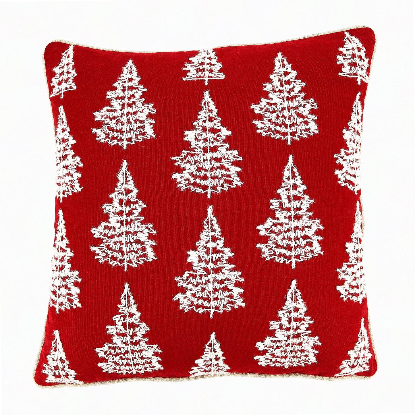 Festive Holiday Trees Cushion Cover, Christmas Decor, Red, 18" - Cozy Winter Home Accent for Living Room, Sofa, Bedroom - Seasonal Decor Pillow Case