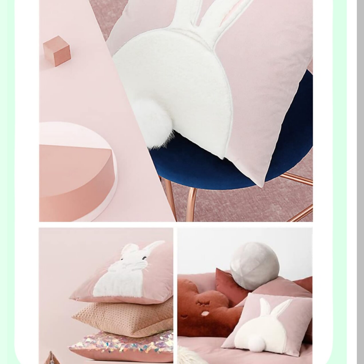 Spring Bunny 3D Velvet Pillow Covers - Set of 2, Embroidered Rabbit Cushion Cases, Decorative Throw Cover 18x18 Inch Pink - Pack of 2