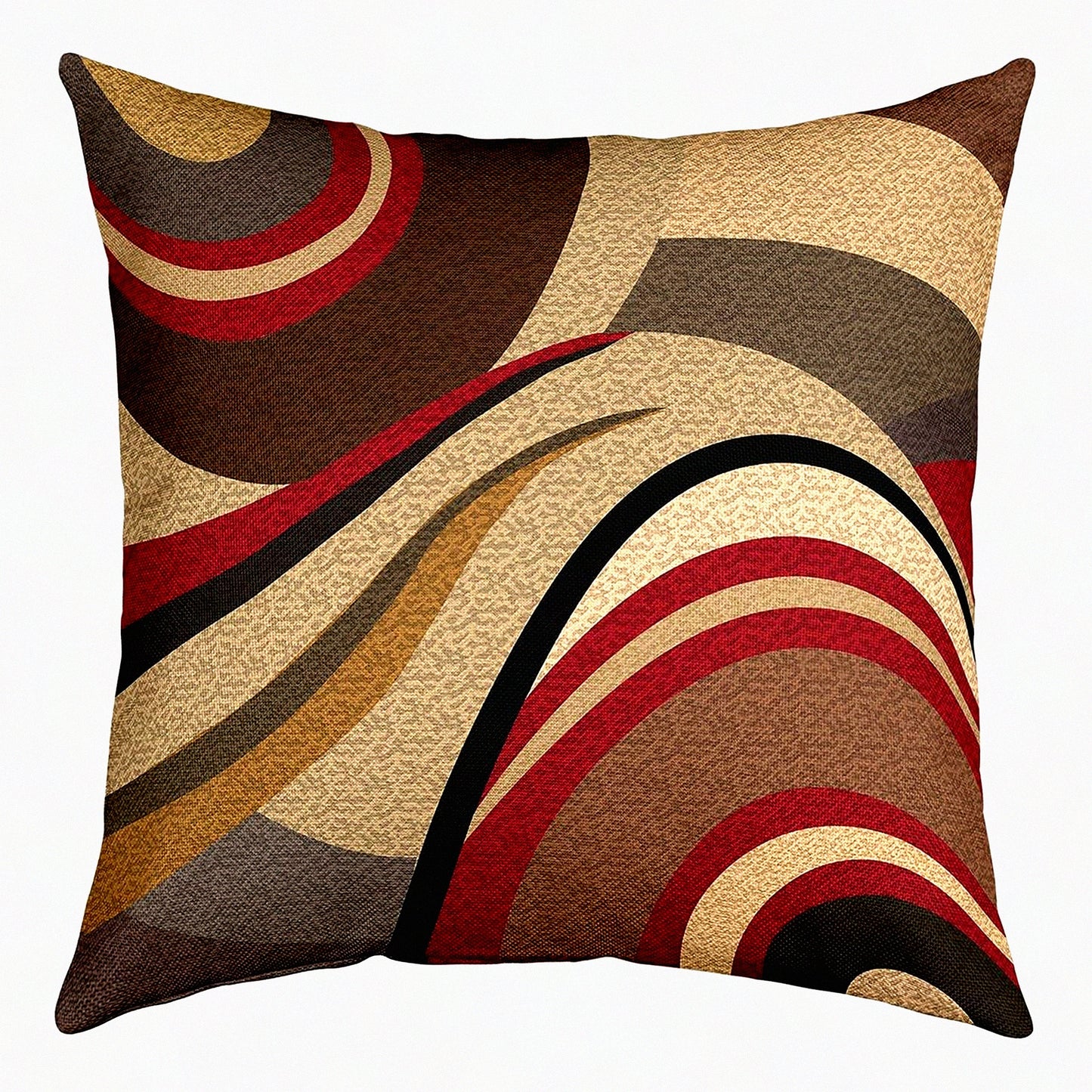 Geometric Stripe Outdoor Pillow Cover Set - Burgundy Red & Brown Grey Decor Cushion Case for Couch Sofa, Modern Art Pillowcases, 20x20 Inches