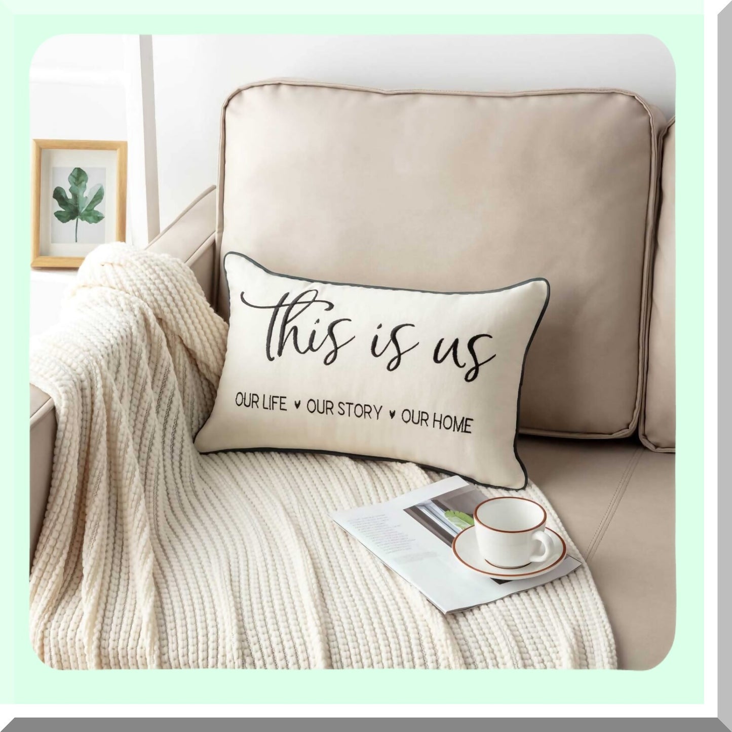 Family Love Embroidered Lumbar Pillow Cover - 12x20 Inches - Home Decor Accent - This is Us Theme - Throw Pillow Cover - Embroidered Design