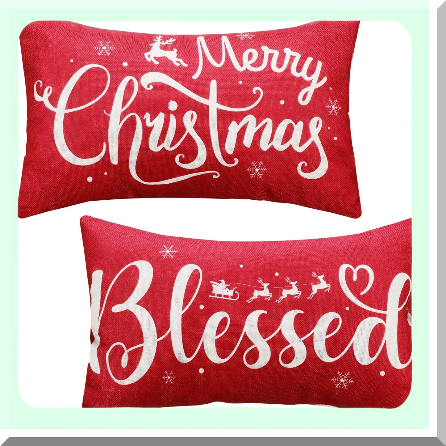 Blessed Snowflake Pillow Covers - Set of 2 Rectangular Throw Pillow Cases for Bed Sofa Home Decor - 20 x 12 Inch Rectangular Pillowcase