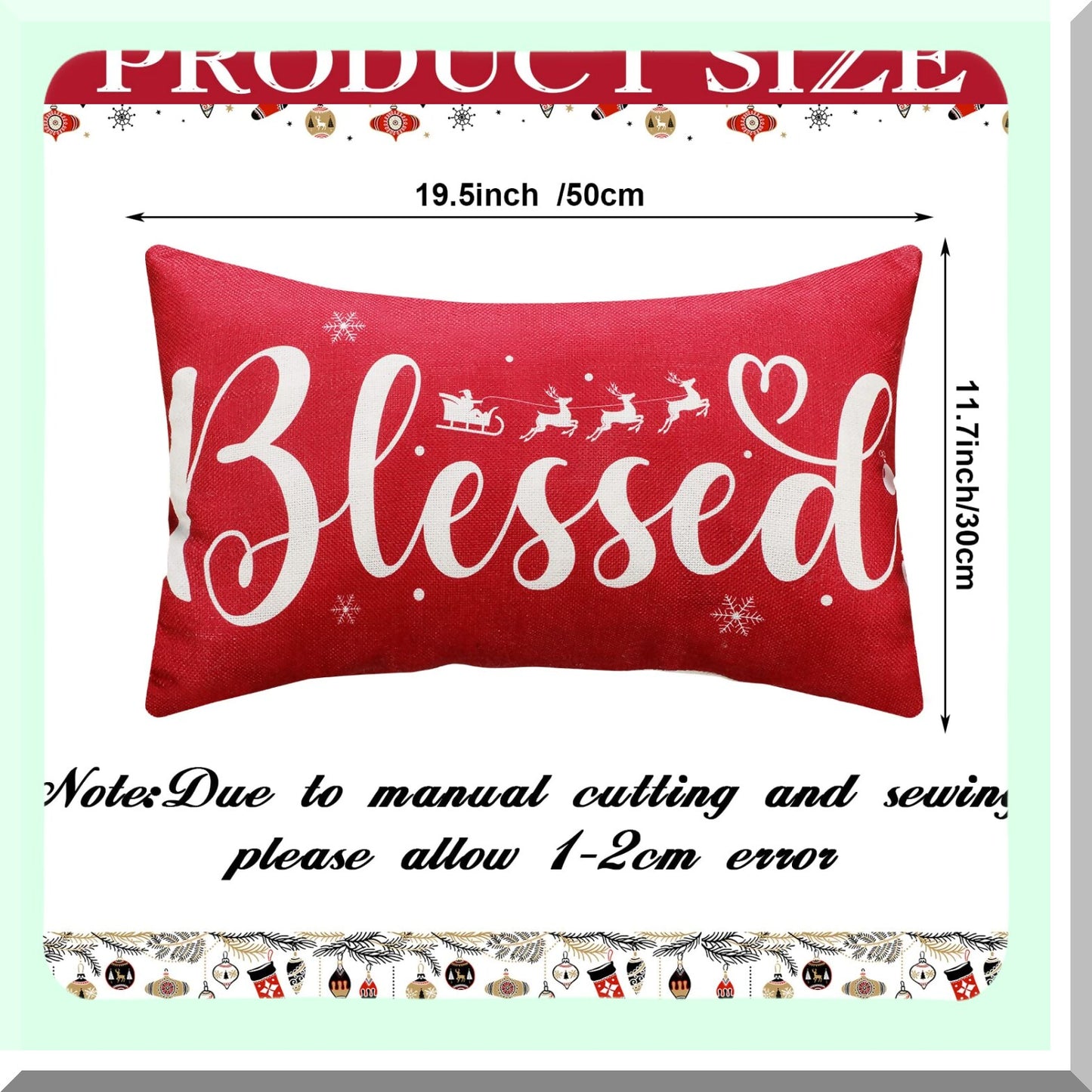 Blessed Snowflake Pillow Covers - Set of 2 Rectangular Throw Pillow Cases for Bed Sofa Home Decor - 20 x 12 Inch Rectangular Pillowcase