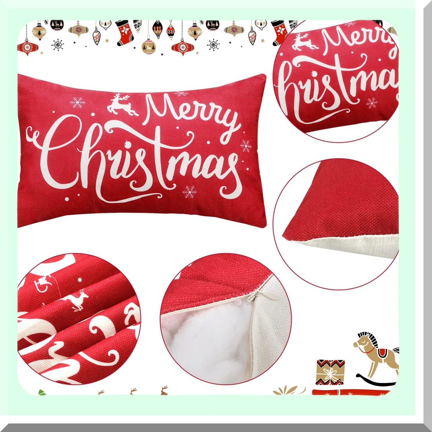 Blessed Snowflake Pillow Covers - Set of 2 Rectangular Throw Pillow Cases for Bed Sofa Home Decor - 20 x 12 Inch Rectangular Pillowcase