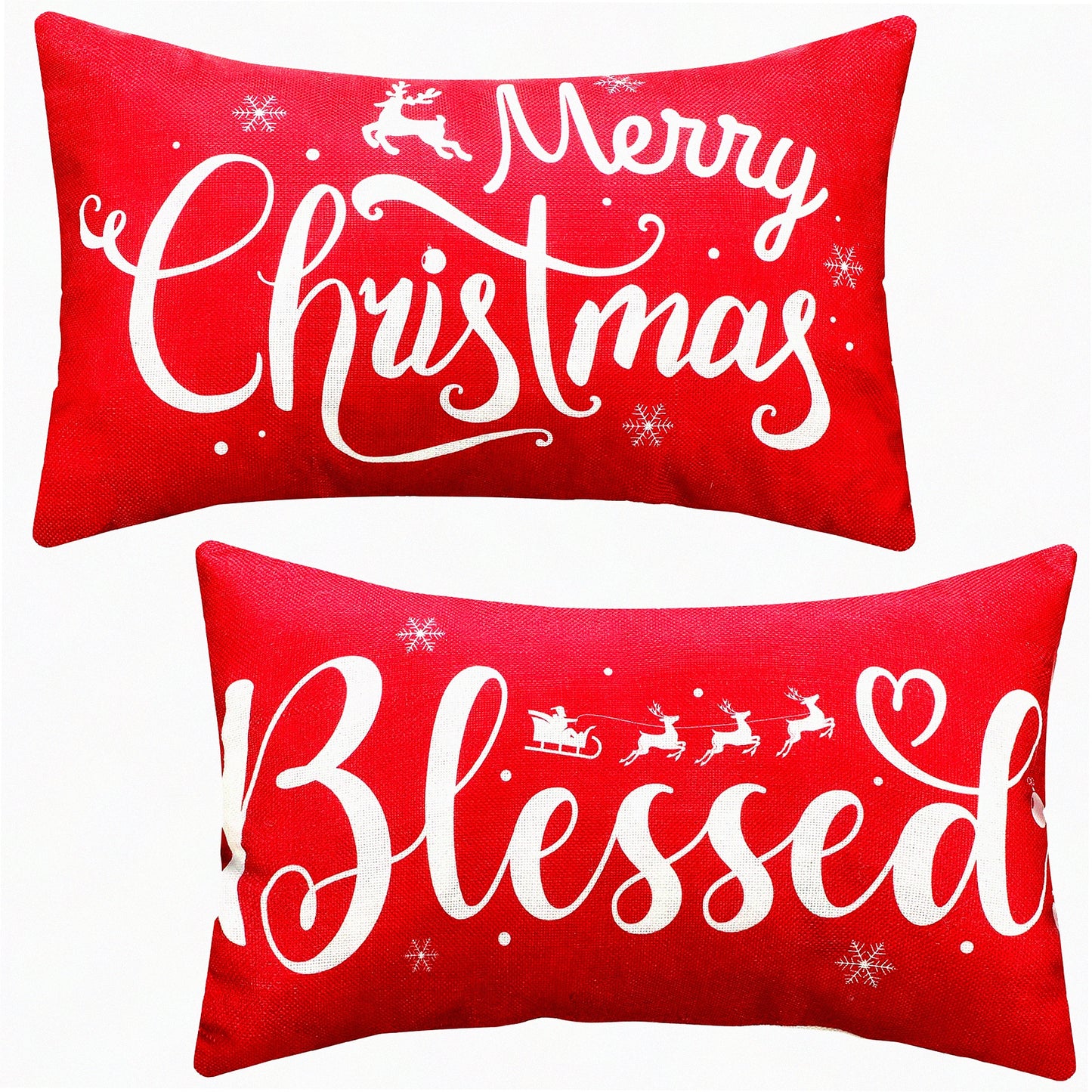 Blessed Snowflake Pillow Covers - Set of 2 Rectangular Throw Pillow Cases for Bed Sofa Home Decor - 20 x 12 Inch Rectangular Pillowcase