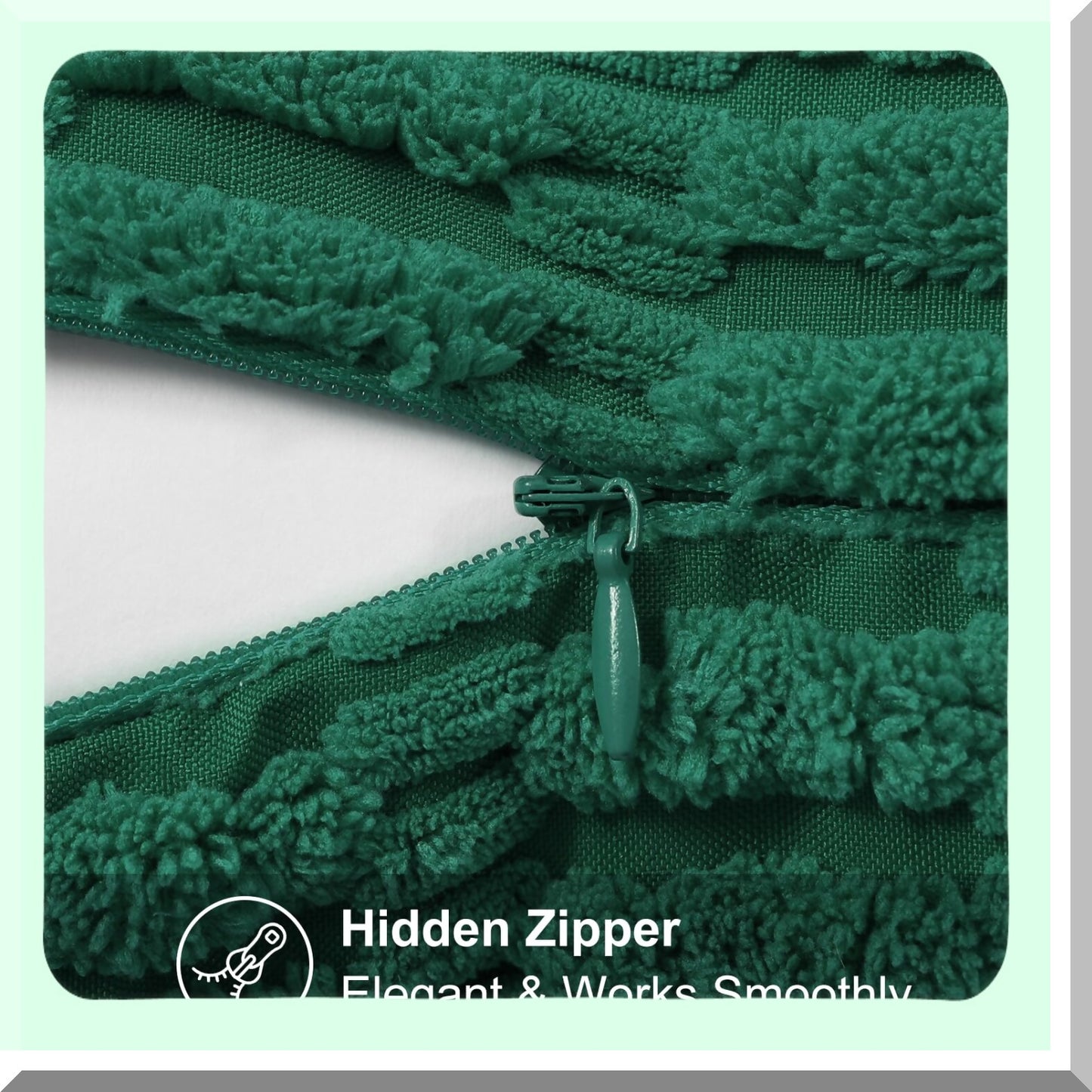 Green Stripe Corduroy Pillow Covers - Set of 2 | 18x18 Square Decorative Throw Pillow Cases for Couch, Living Room, Bed, Sofa | Modern Farmhouse Boho Home Decor Accent