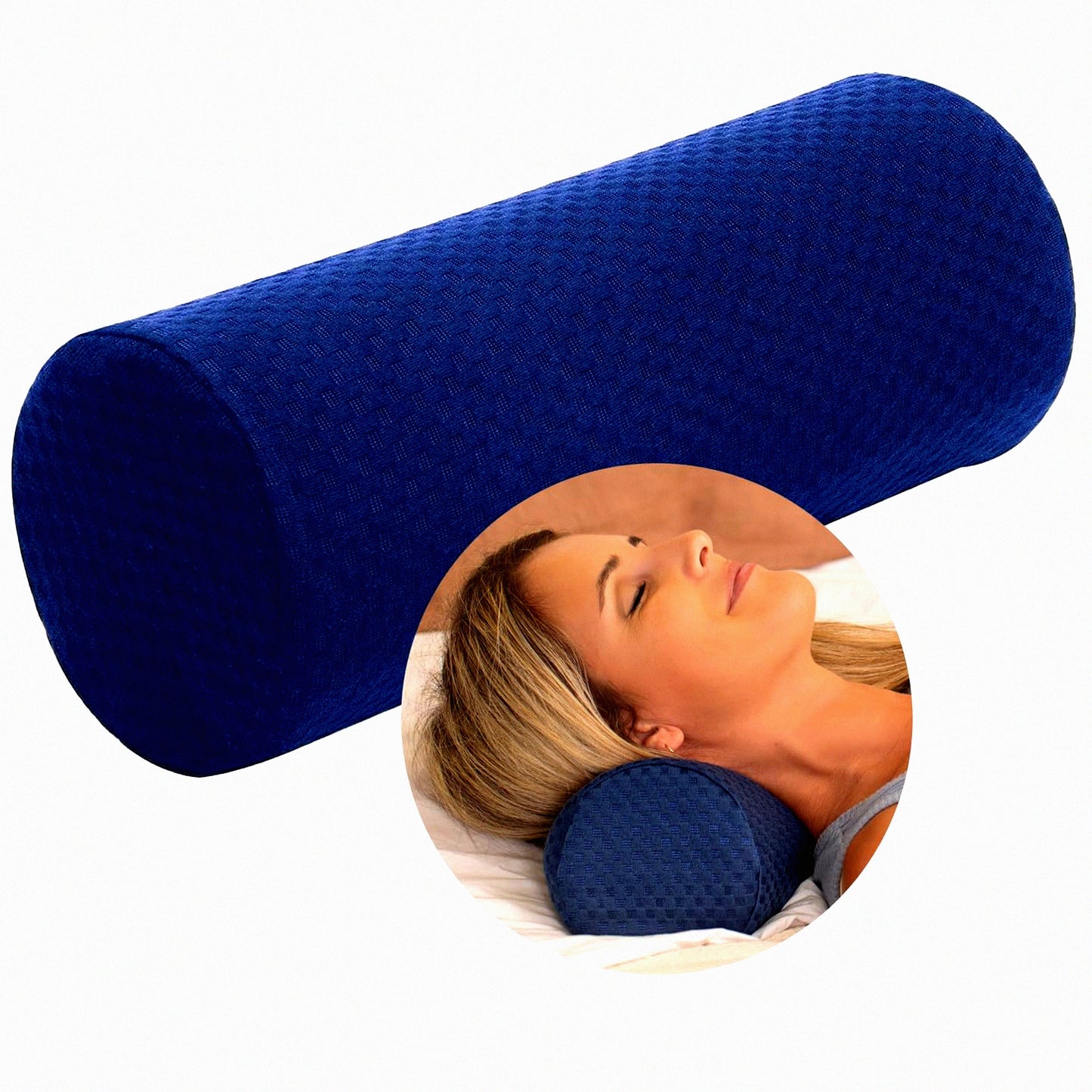 OrthoRelief Memory Foam Neck Roll Pillow - Round Contoured Design for Neck and Shoulder Support, Pain Relief and Pressure Reduction. Ideal for Sleeping.