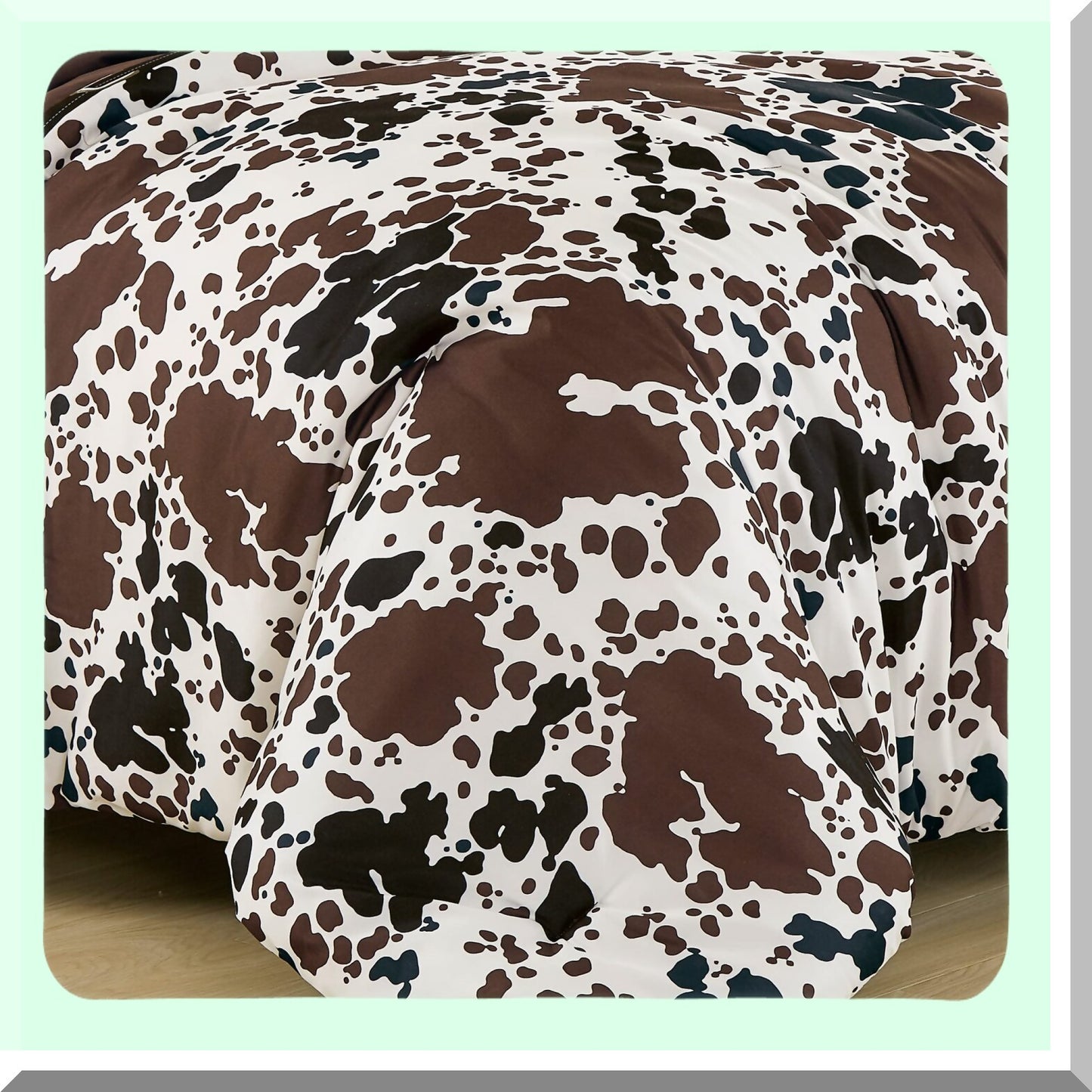 Cowboy Comfort Queen Bedding Set - Western Ranch Farmhouse Rustic Lodge Theme - Milk Cow Print in Brown, Black, Cream - Reversible with Matching Pillow Shams - Queen Size