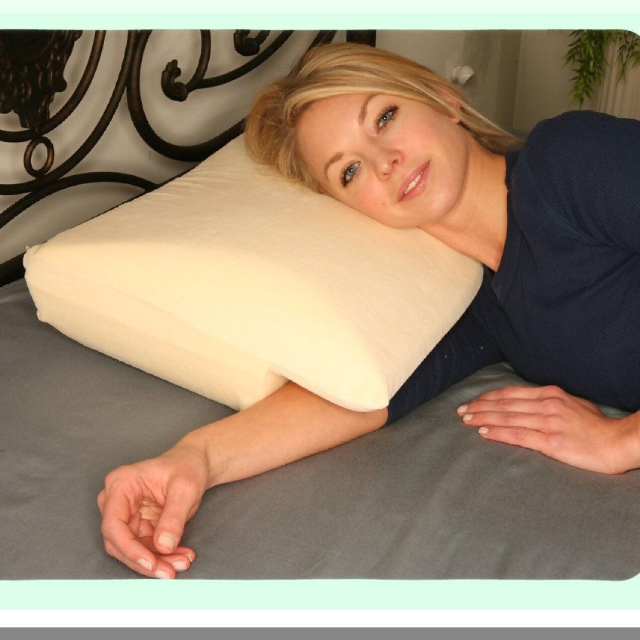 ComfortCloud ArmTunnel Memory Foam Pillow - 3.5" Thick Neck Pain Relief Bed Pillow for Side and Stomach Sleepers - Cream Color