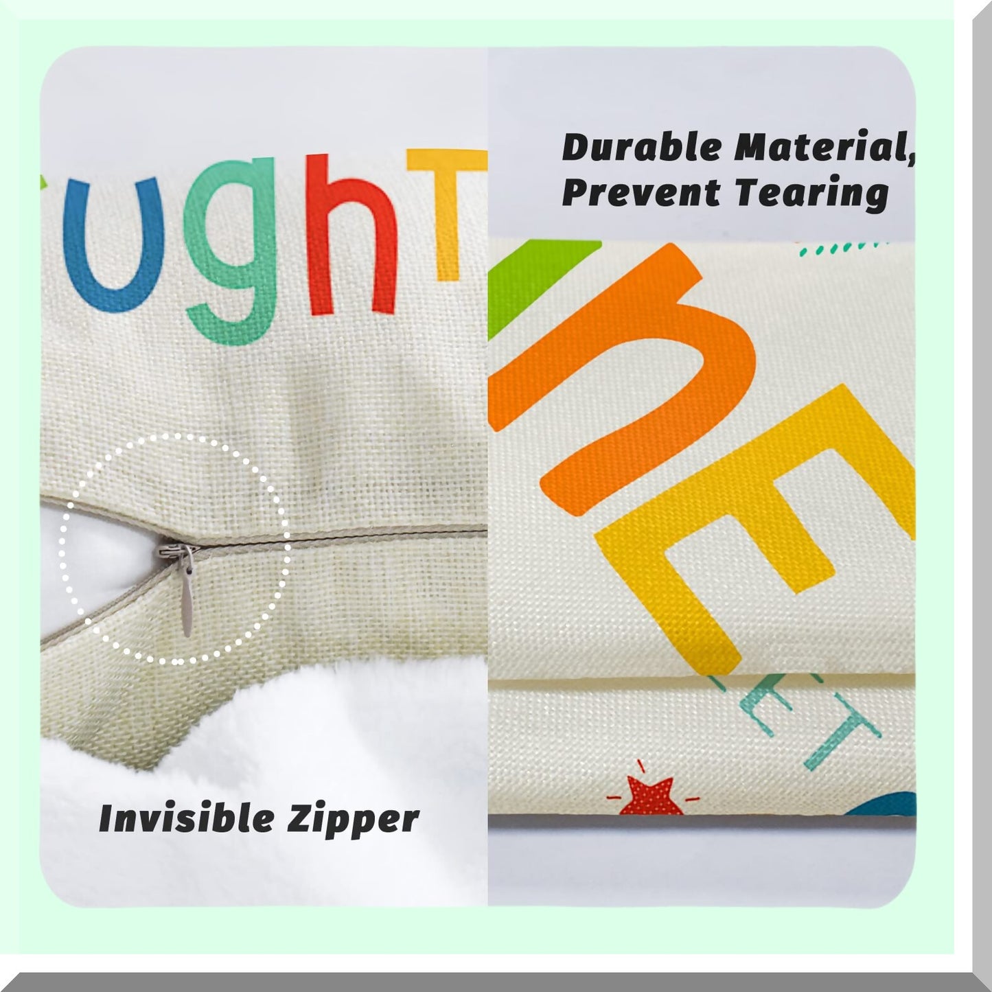 Rainbow Reading Retreat Pillow Covers - Set of 4 18x18 Inch Calm Down Corner Decor for School Nursery, Teacher Counselor Must Haves