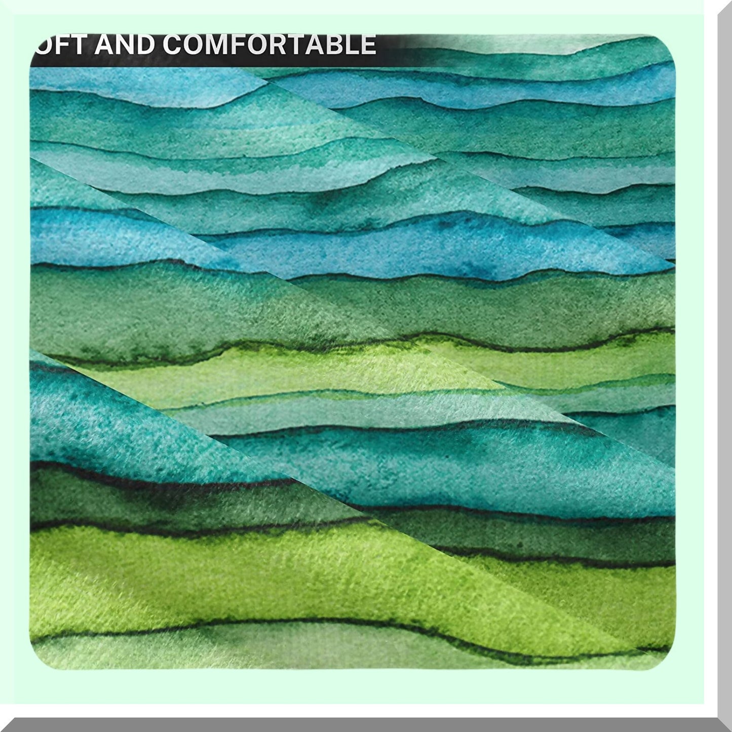 WaveBrush Dye Pillowcase Set - Abstract Bright Blue Green Waves Hand Drawn Striped Watercolor Decorative Cover Home Decor Square 18x18 Inches