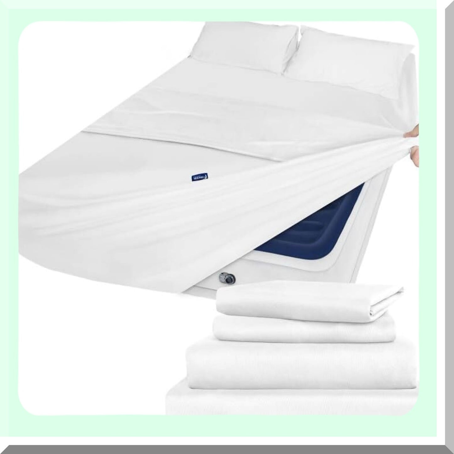 Luxury Air Bed Sheet Set - Deep Pocket Twin Size 4 Piece Set with Side Storage Pocket. Fits 16-24in Pillow Top Mattresses. White, Fitted Sheet, Pillowcase, Flat Sheet.