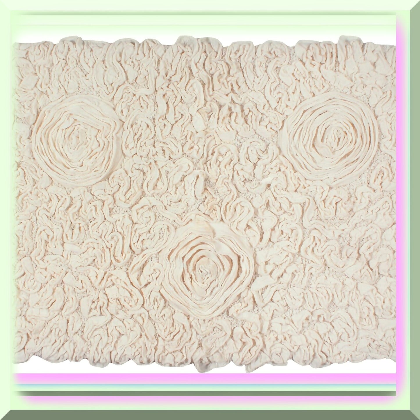 21"x34" Ivory Cotton Tufted Bath Rug