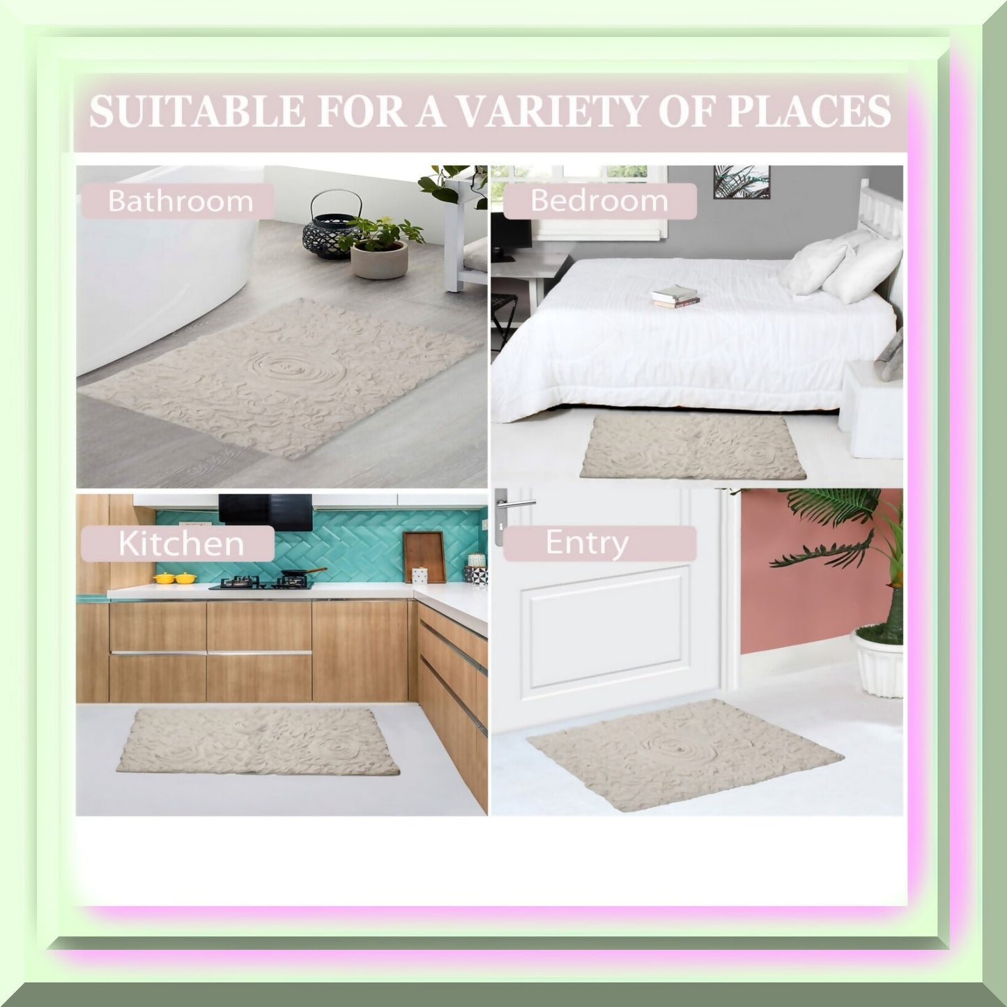 21"x34" Ivory Cotton Tufted Bath Rug
