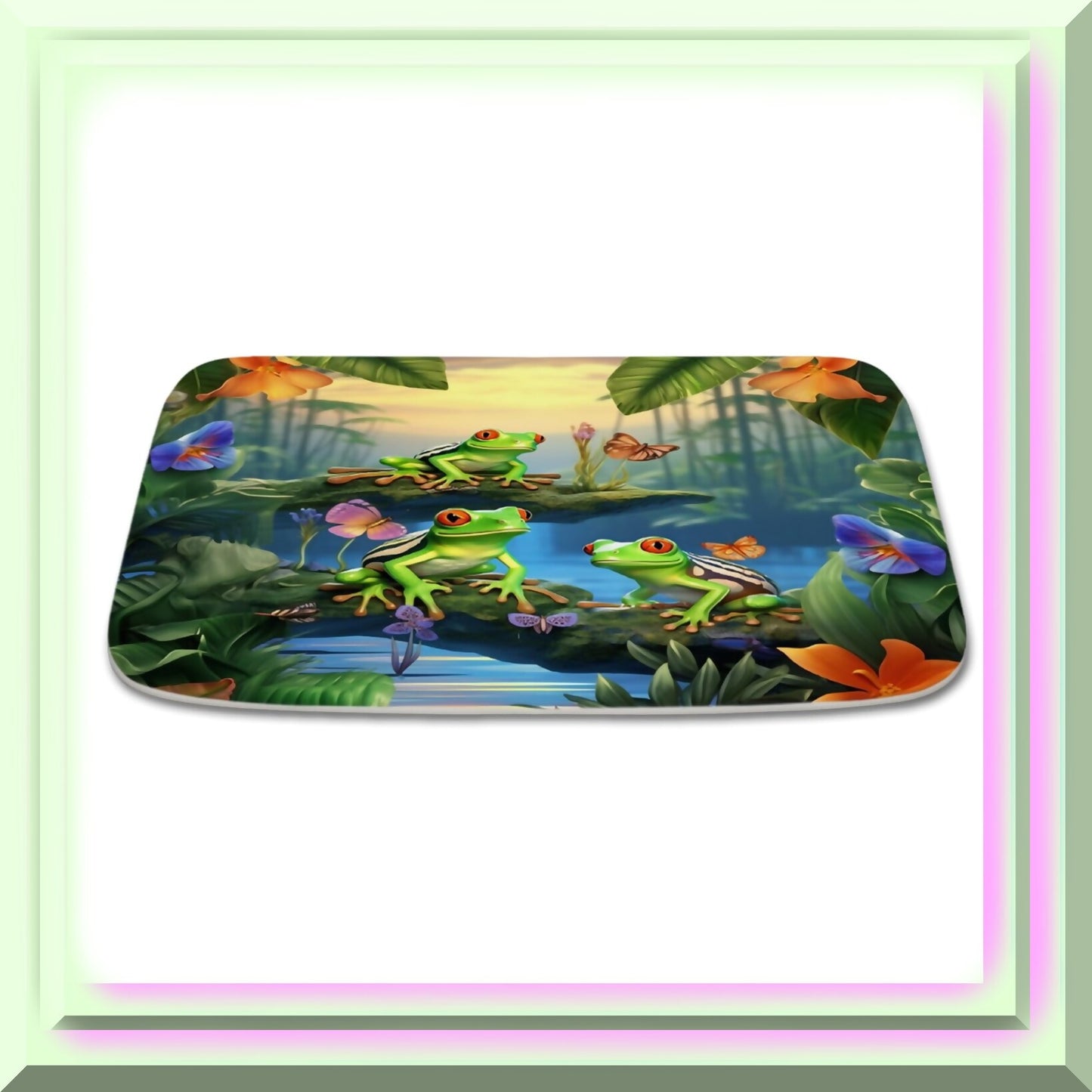 Cartoon Jungle Tree Frog Bathroom Rug 17x24