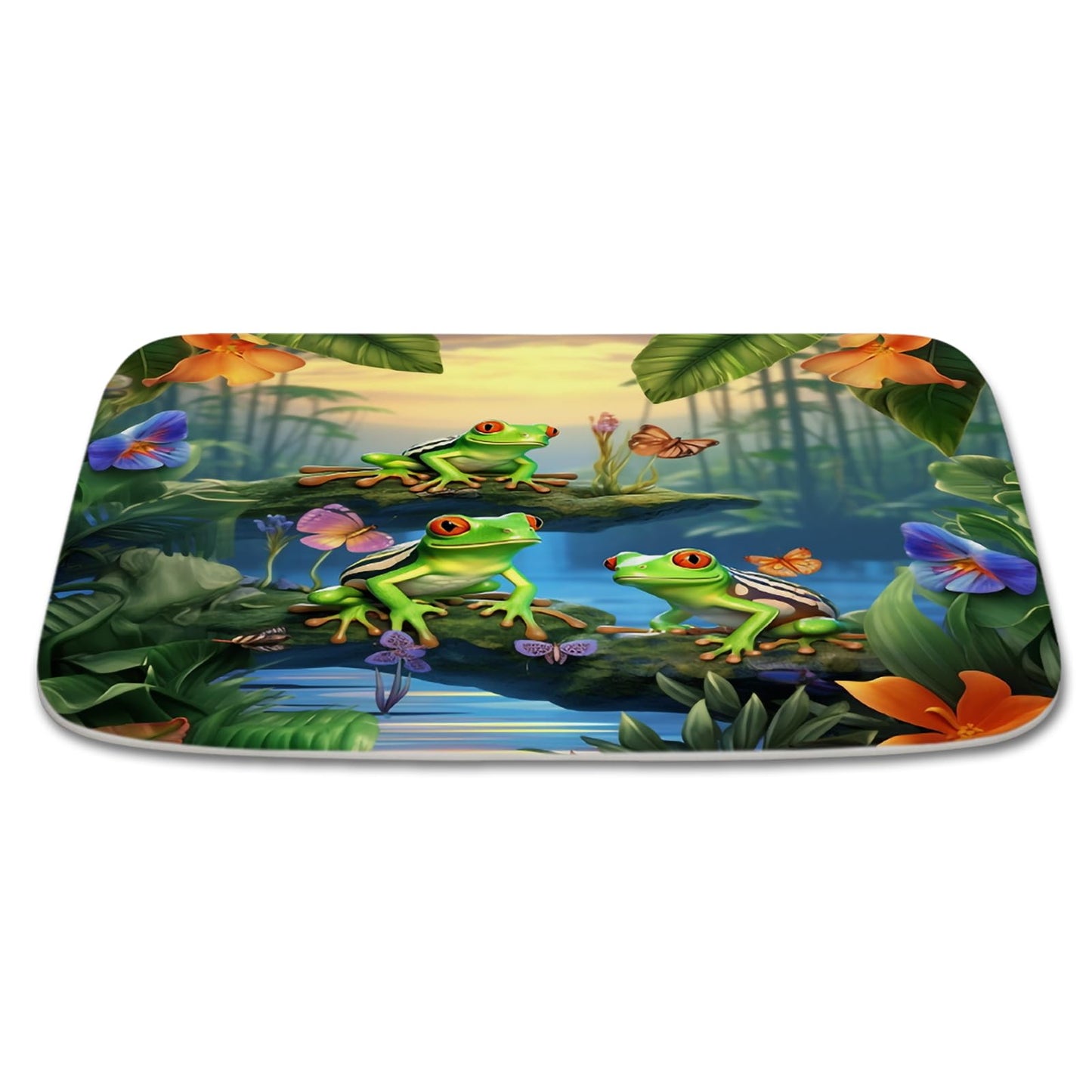 Cartoon Jungle Tree Frog Bathroom Rug 17x24