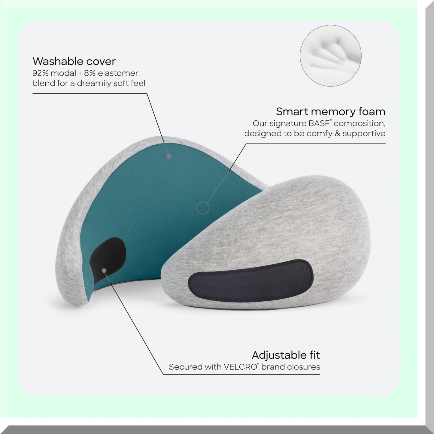MemoryFoam Travel Neck Pillow - 360 Ergonomic Design with Asymmetrical Sides, Washable Modal Cover & Travel Bag - Premium Comfort for On-the-Go