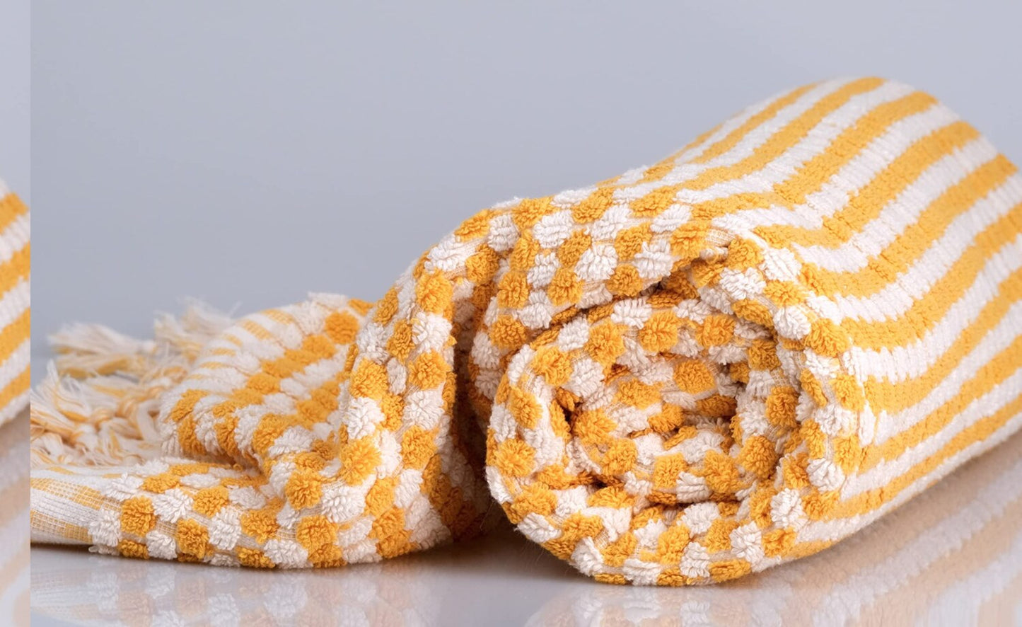 Turkish Cotton Hand Towel 17x35 Inches Mustard