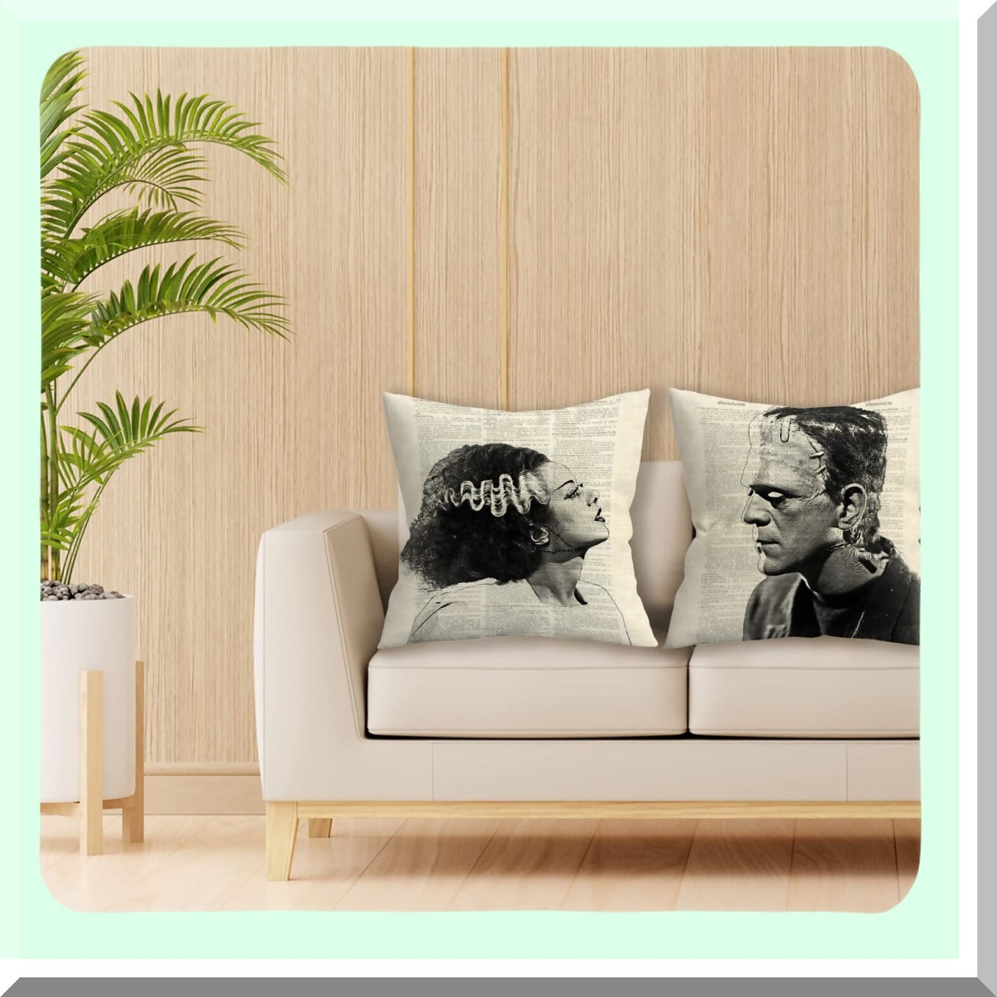 Gothic Couple Decorative Pillowcase Set - Day Beige Throw Pillow Cover for Couch Sofa Decor - Gifts for Couples - 18x18 in - Gothic Room Decor