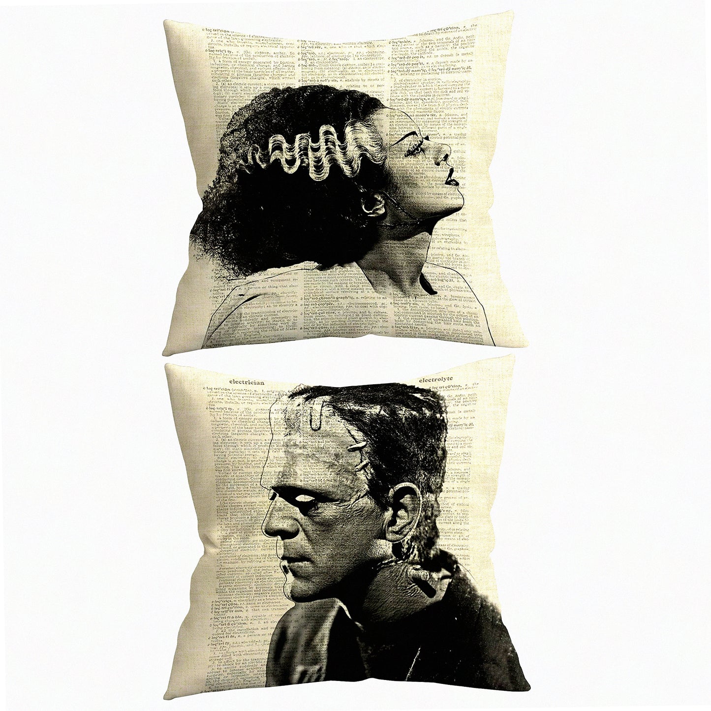 Gothic Couple Decorative Pillowcase Set - Day Beige Throw Pillow Cover for Couch Sofa Decor - Gifts for Couples - 18x18 in - Gothic Room Decor