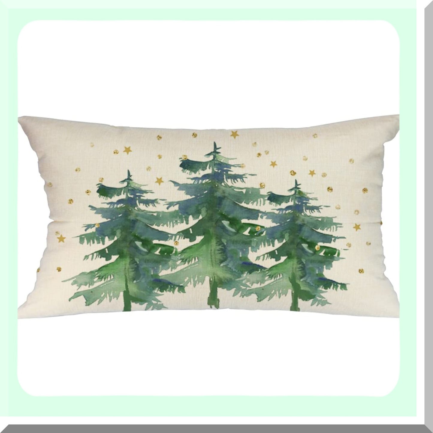 Winter Wonderland Lumbar Pillow Cover - Festive Christmas Tree Decorations for Farmhouse Couch - Holiday Throw Pillows 12x20 Green