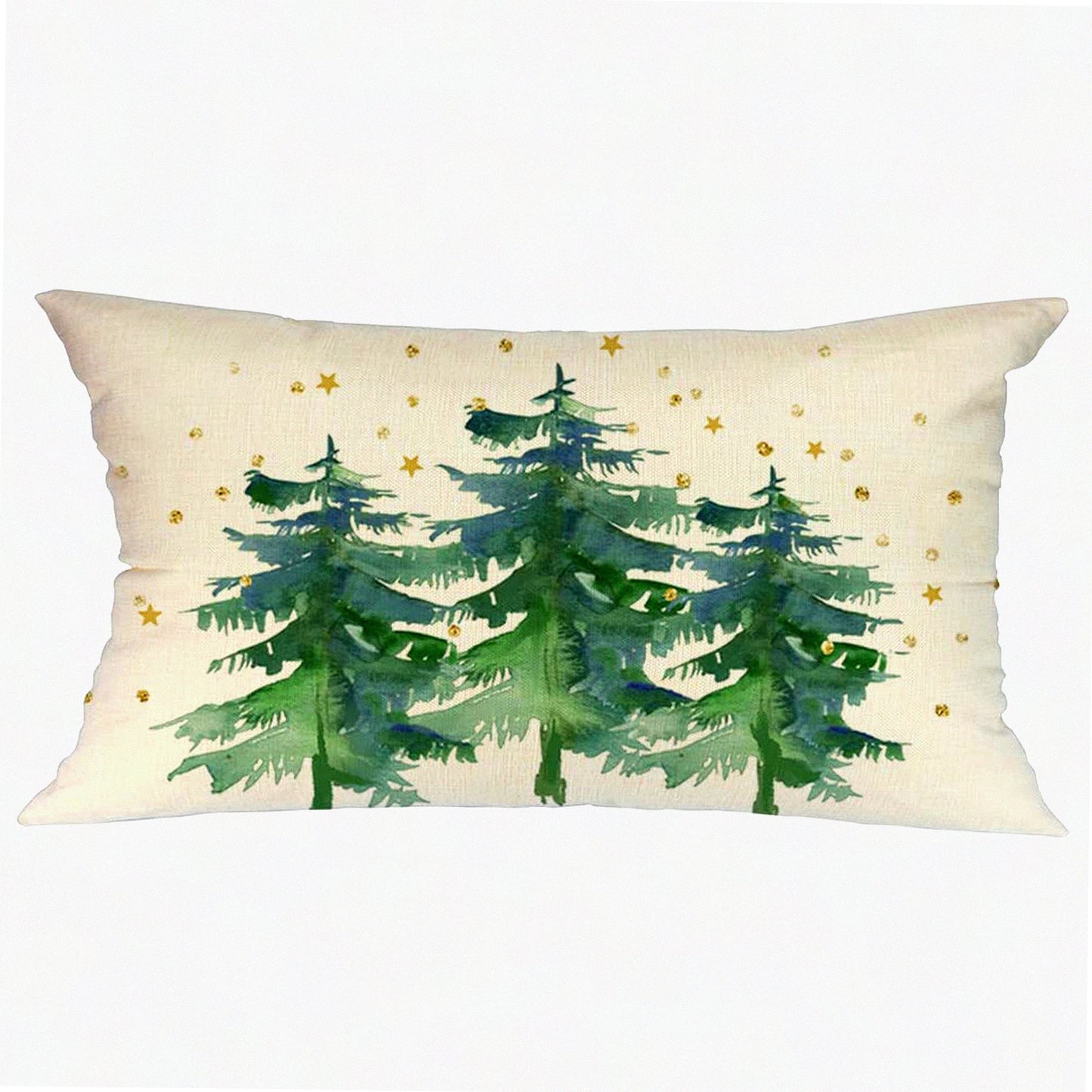 Winter Wonderland Lumbar Pillow Cover - Festive Christmas Tree Decorations for Farmhouse Couch - Holiday Throw Pillows 12x20 Green
