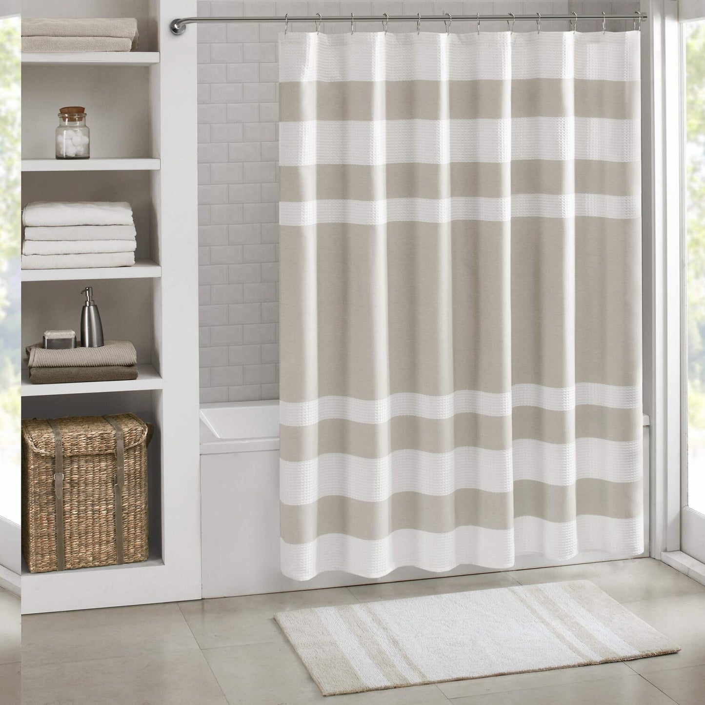 Waffle Weave Shower Curtain 72x72 Taupe