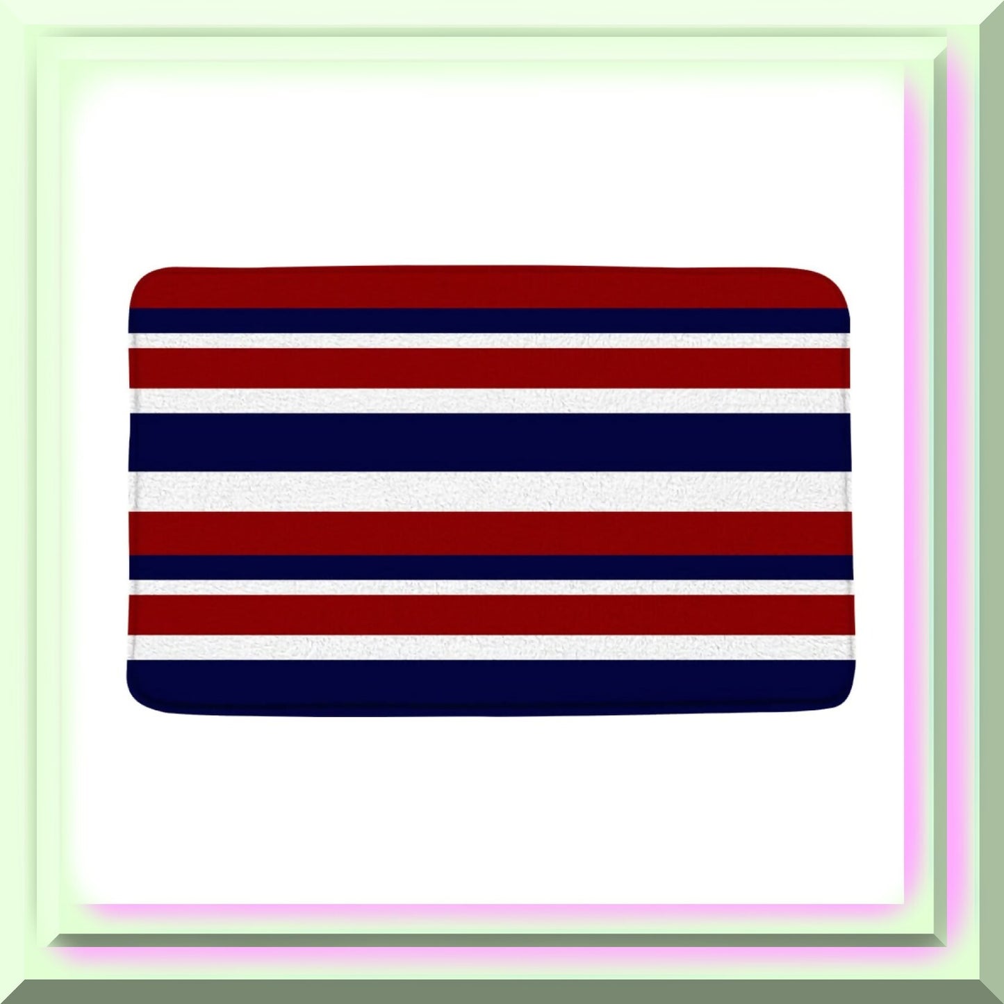 Navy Blue Red White Geometric Bath Mat 17.8x29.5 Inch