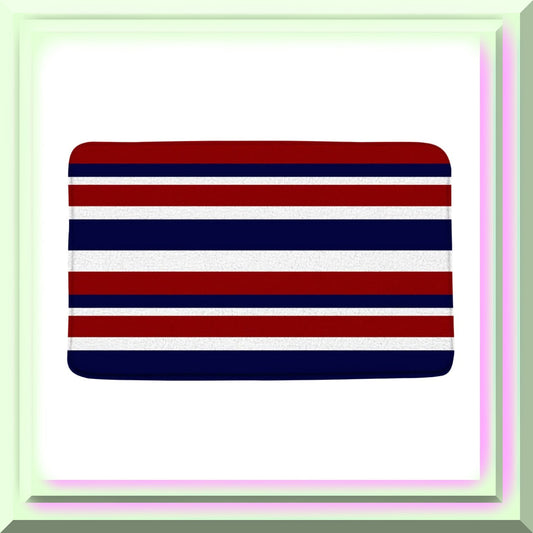 Navy Blue Red White Geometric Bath Mat 17.8x29.5 Inch