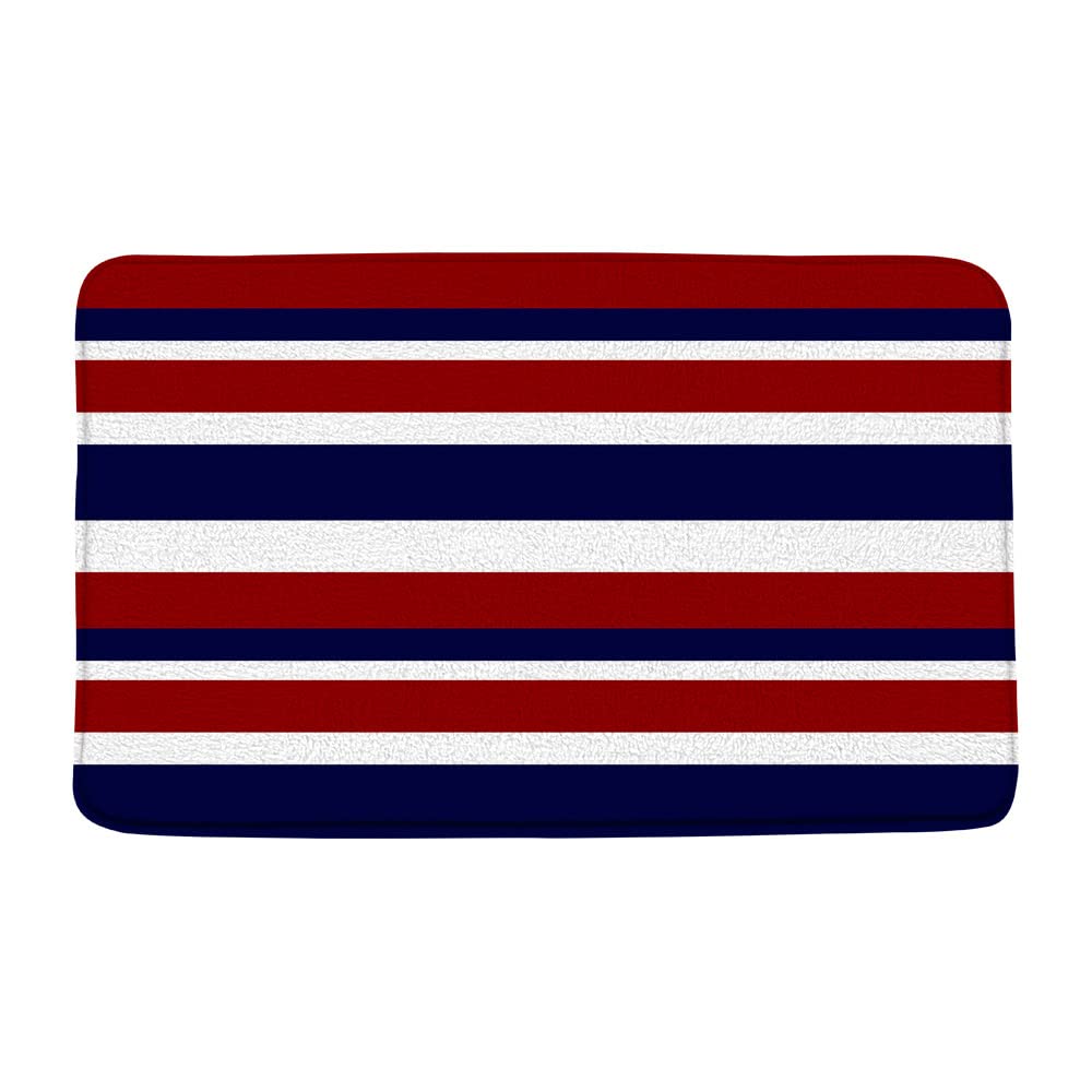 Navy Blue Red White Geometric Bath Mat 17.8x29.5 Inch