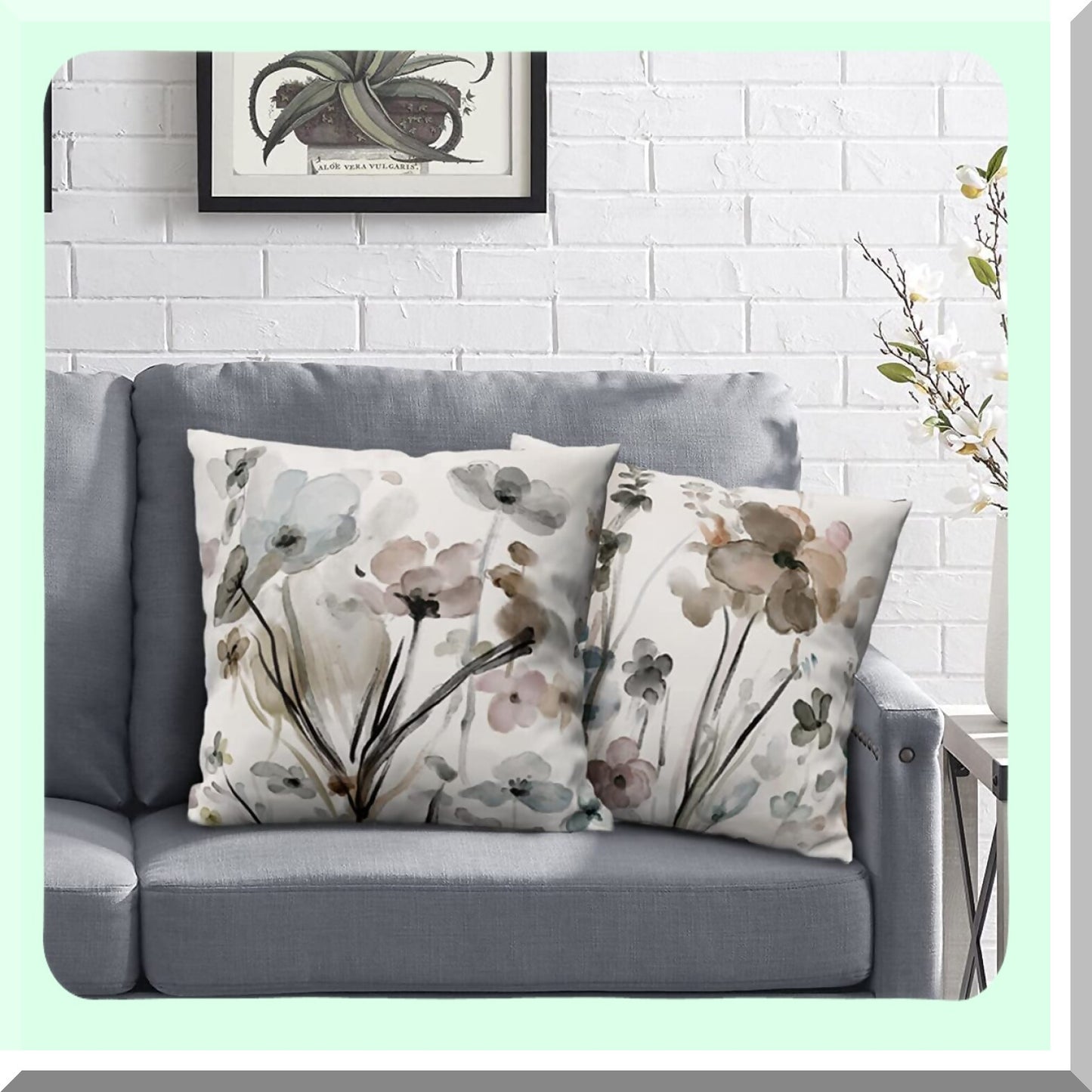 Floral Bliss Pillowcase Set - 18x18 Decorative Cushion Covers for Sofa, Couch, Bedroom & Car - Modern Square Flower Throw Pillow Cases (Pack of 2)