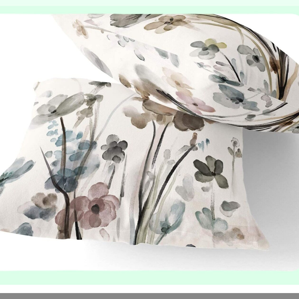 Floral Bliss Pillowcase Set - 18x18 Decorative Cushion Covers for Sofa, Couch, Bedroom & Car - Modern Square Flower Throw Pillow Cases (Pack of 2)