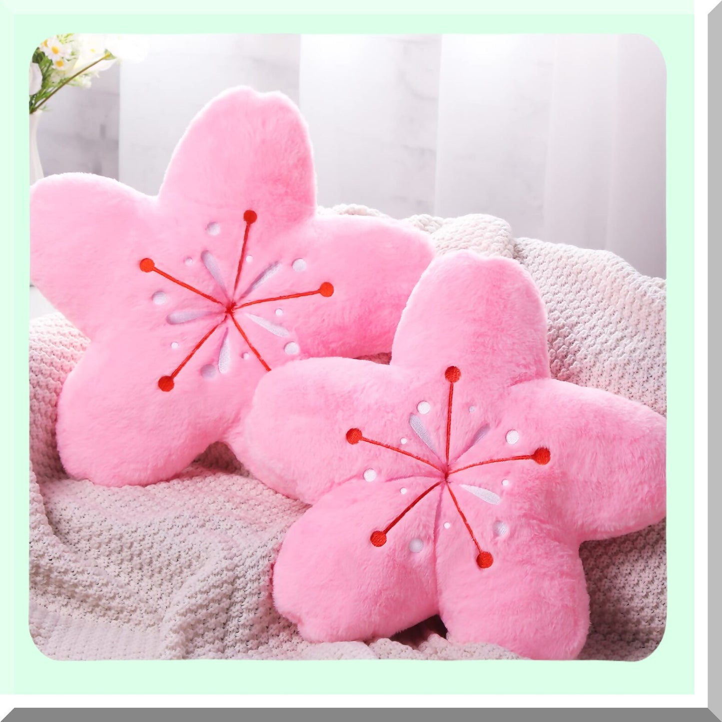 Cherry Blossom Dream Pillow Set - Aesthetic Flower Throw Pillows for Bedroom, Car, Sofa & Couch - Kawaii Sakura Floor Cushions - Pink Decor