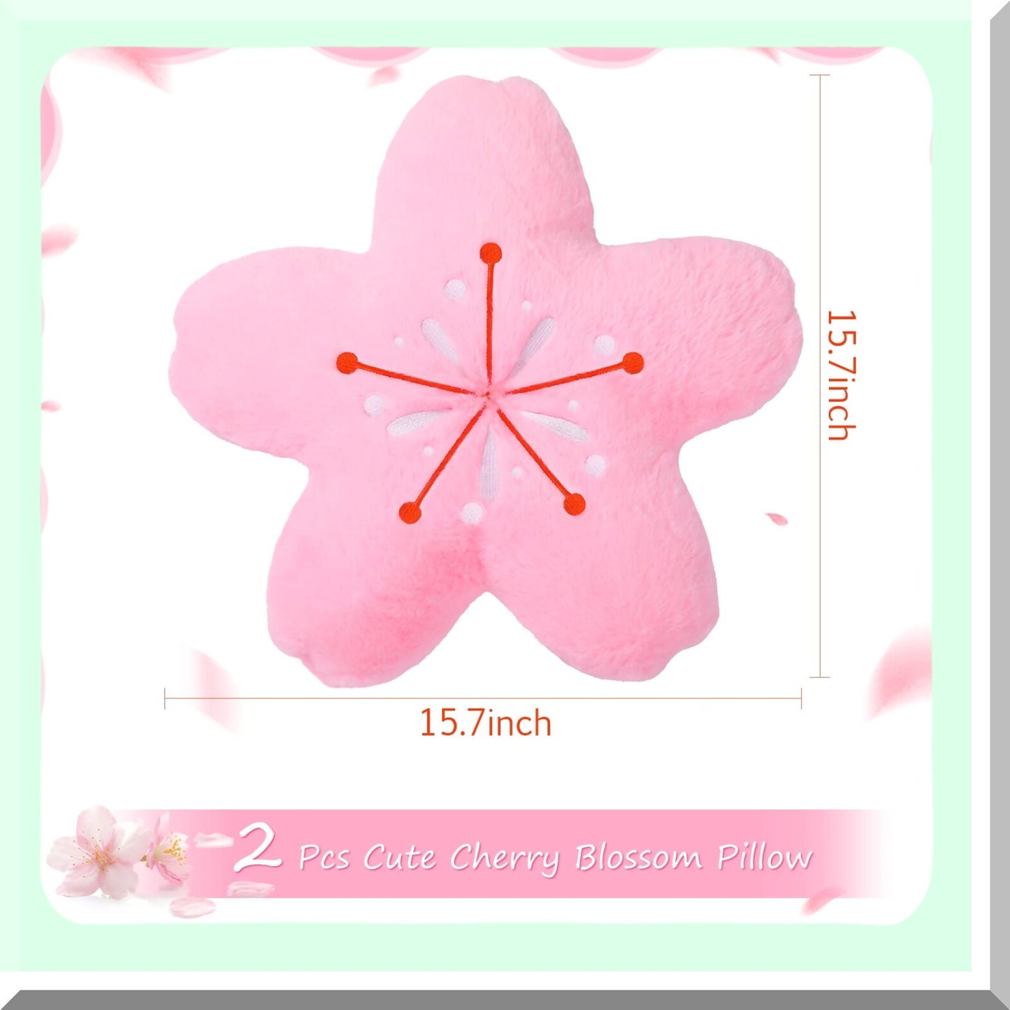 Cherry Blossom Dream Pillow Set - Aesthetic Flower Throw Pillows for Bedroom, Car, Sofa & Couch - Kawaii Sakura Floor Cushions - Pink Decor