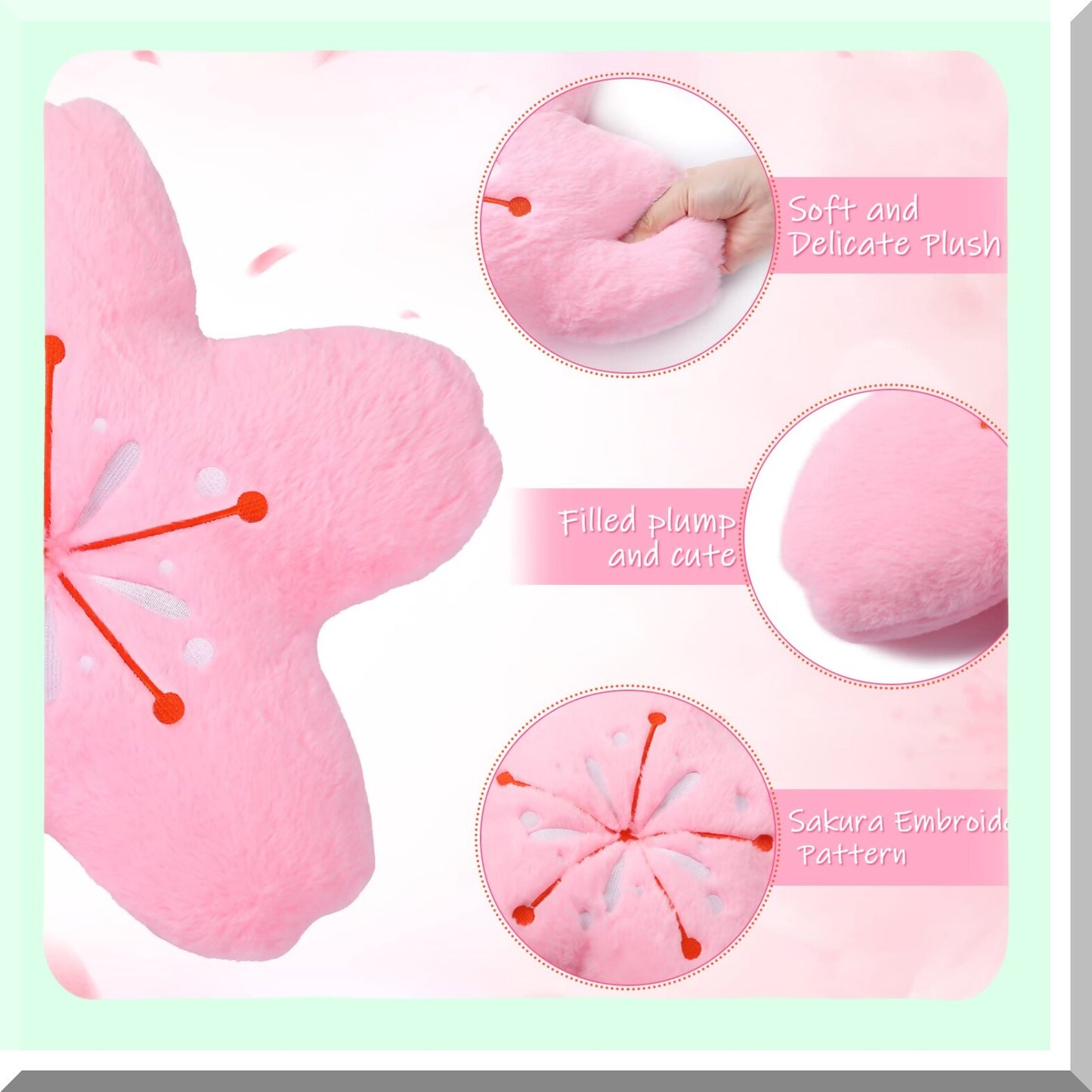 Cherry Blossom Dream Pillow Set - Aesthetic Flower Throw Pillows for Bedroom, Car, Sofa & Couch - Kawaii Sakura Floor Cushions - Pink Decor