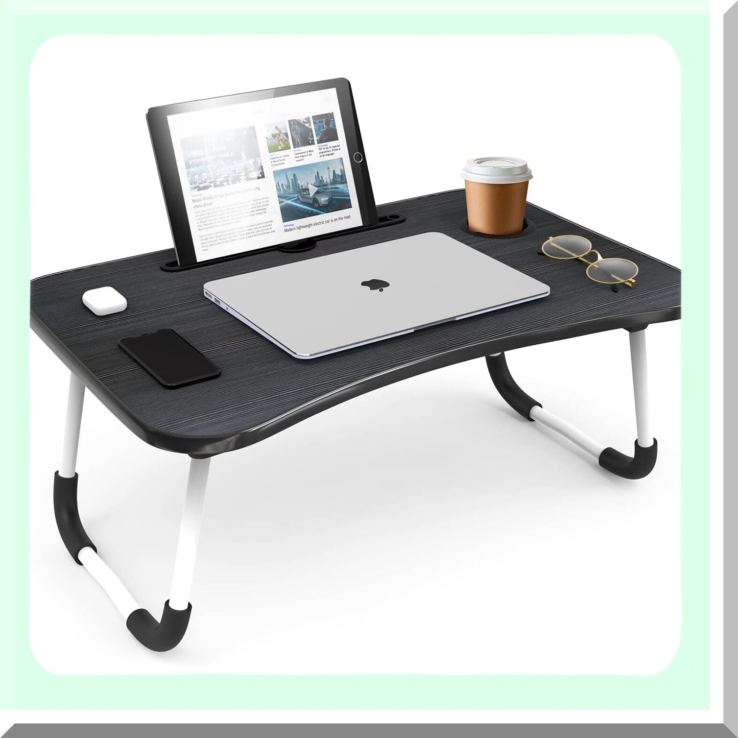 Navy Velvet Lap Desk Reading Pillow - Memory Foam Back Support with Arms for Bed Rest - Portable Laptop Lap Desk - Sitting in Bed Back Pillow