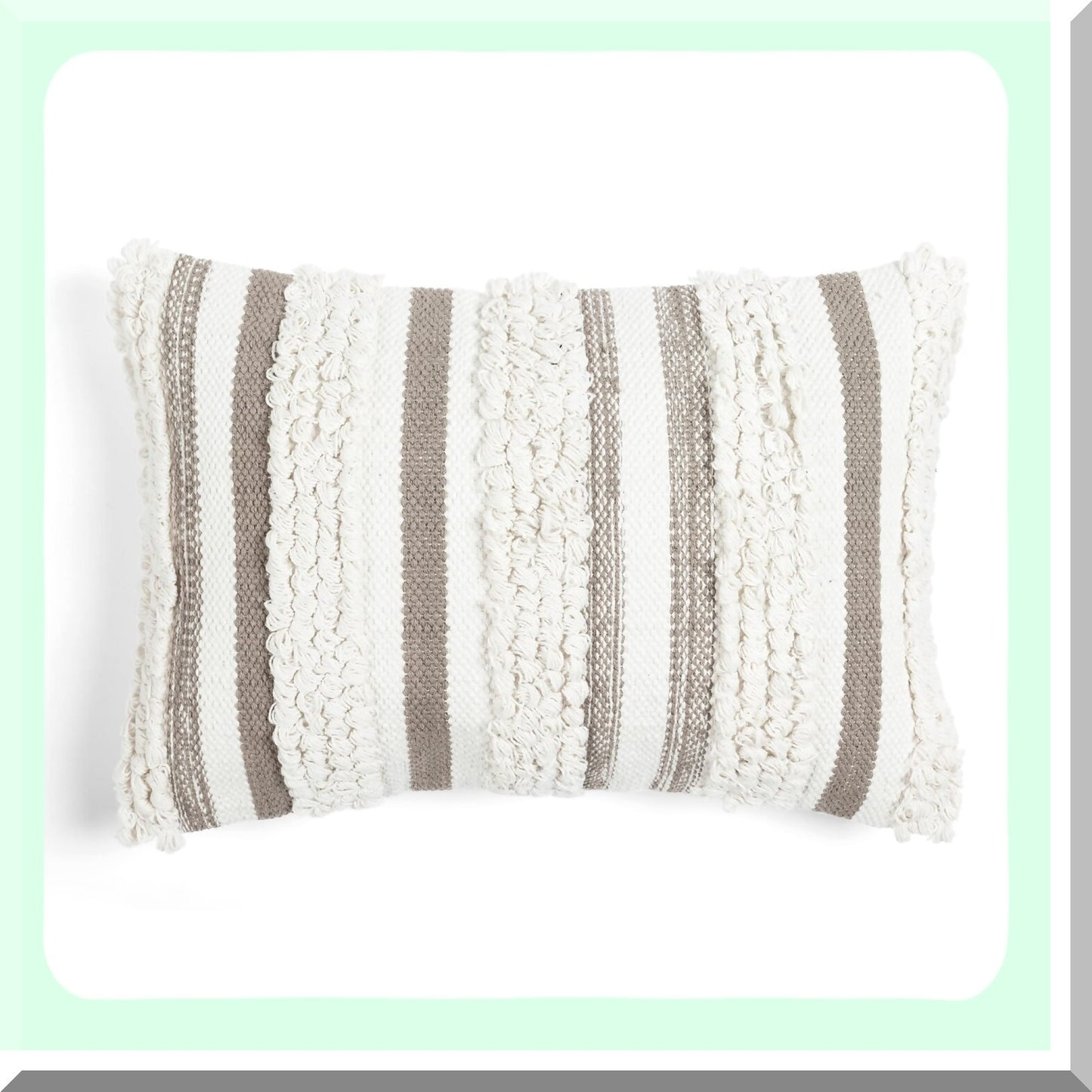 Neutral Stripe Rectangle Throw Pillow - 20x13 Decorative Cover for Bed, Couch, Chair - Soft Cushion Case for Home Decor - Stylish Accent Pillow