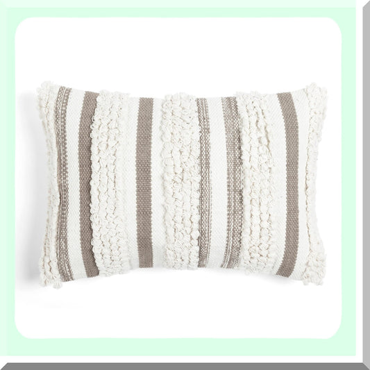 Neutral Stripe Rectangle Throw Pillow - 20x13 Decorative Cover for Bed, Couch, Chair - Soft Cushion Case for Home Decor - Stylish Accent Pillow